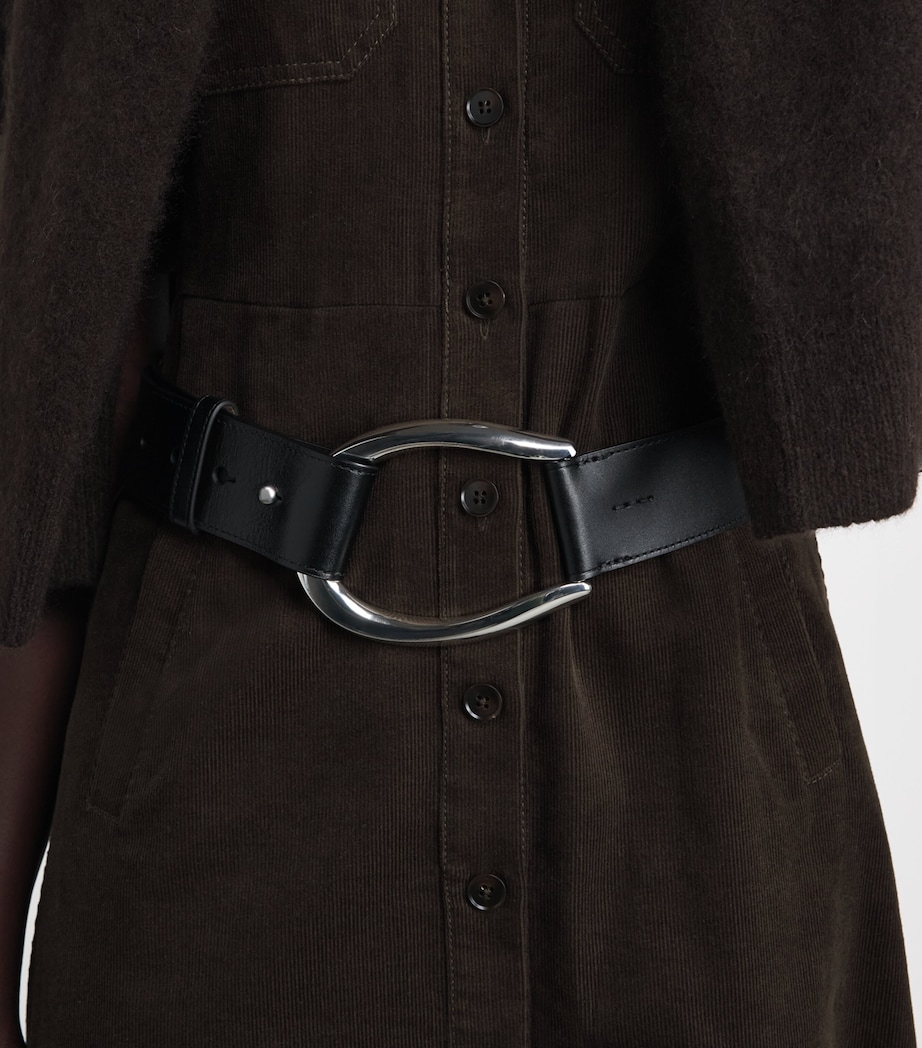 Polo Ralph Lauren Leather Stirrup-Buckle Wide Belt Black Image 2