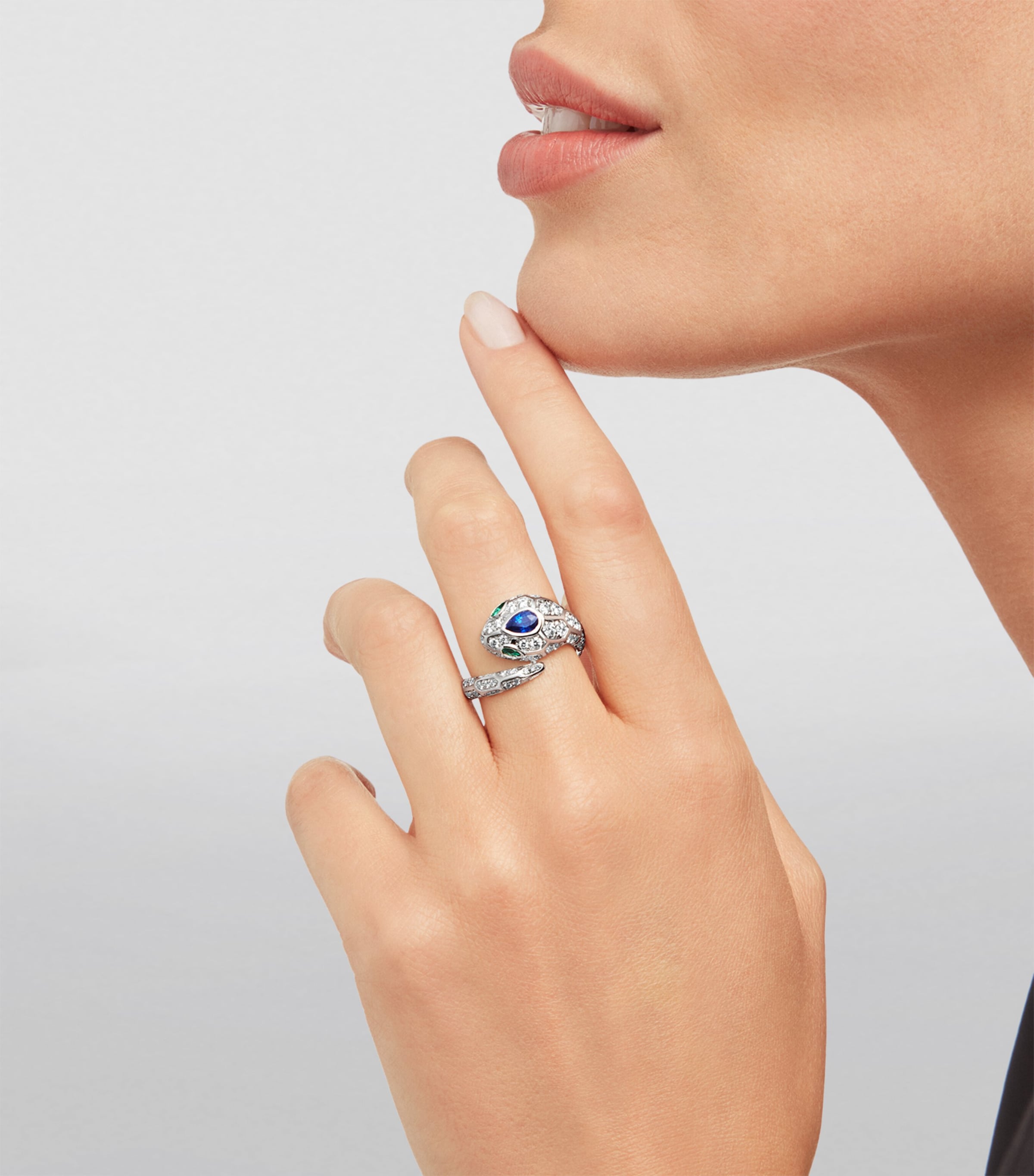 White Gold, Diamond and Sapphire Serpenti Ring WHITE GOLD Image 3