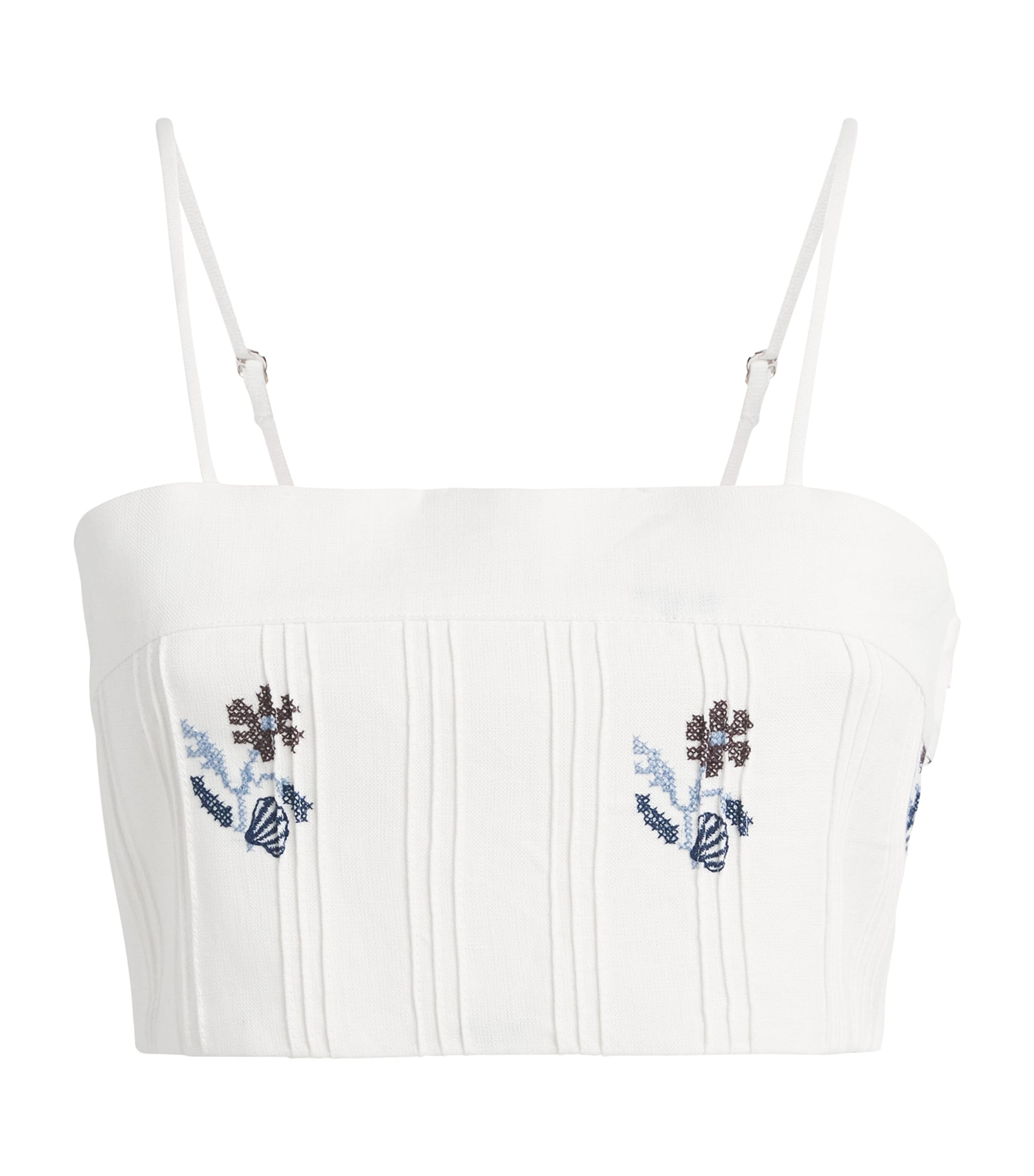 LUG VON SIGA Womens Linen Embroidered Aurora Top Offwhite/hndmd Embrd Image 1