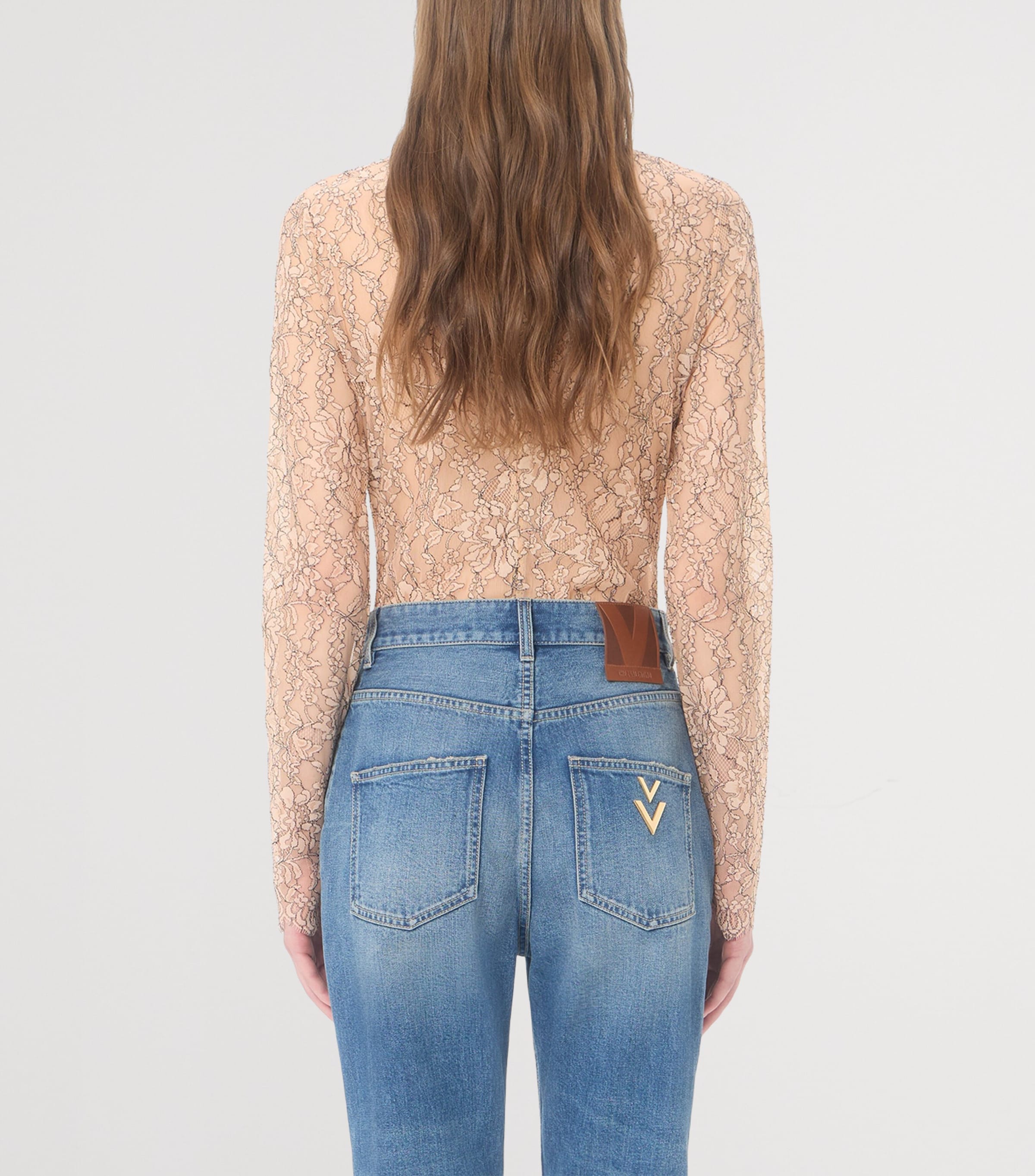 Valentino Womens Lace Floral Bodysuit Dns Image 5