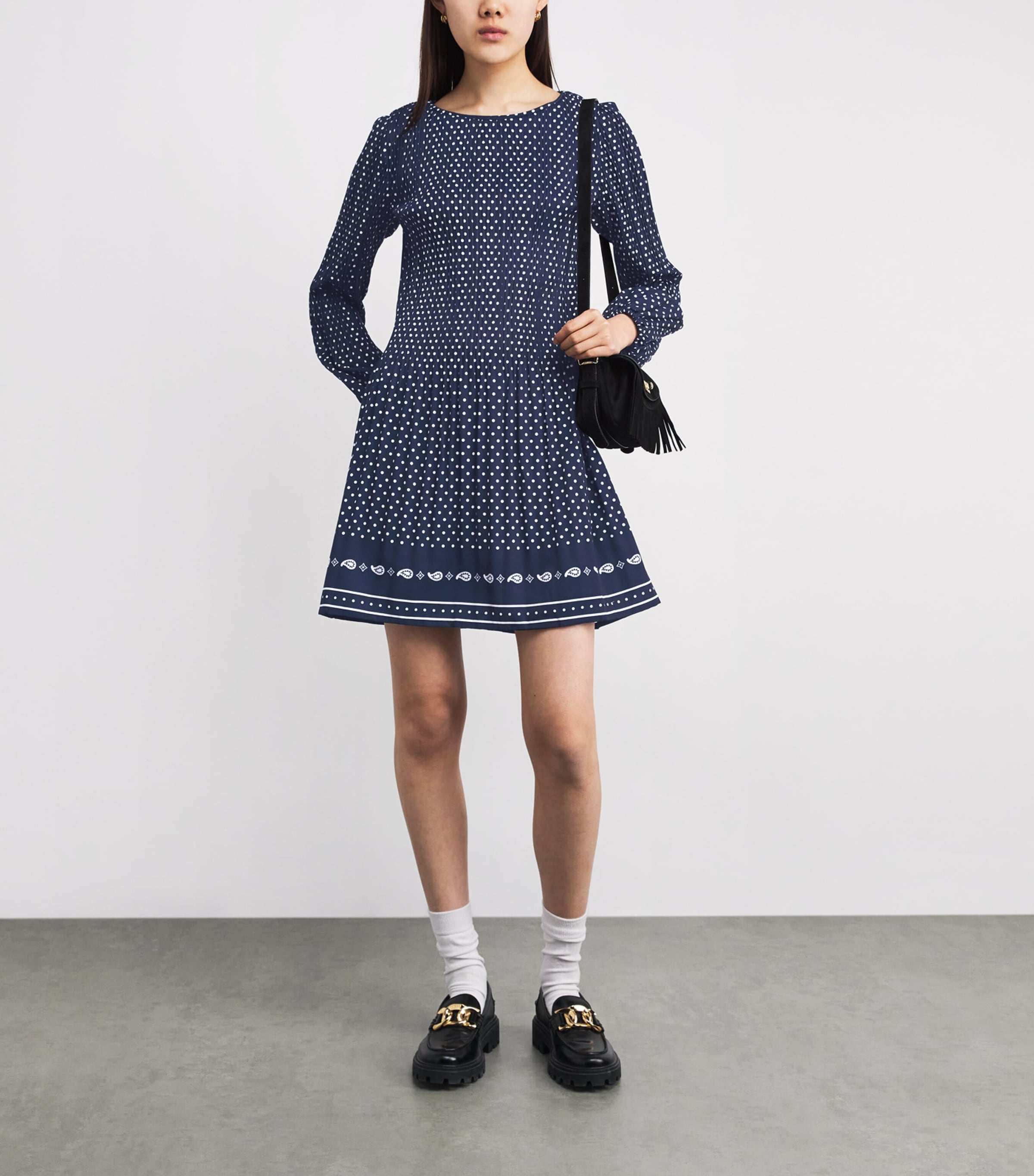 Polka Dot Print Mini Dress NAVY POLKA DOT Image 2