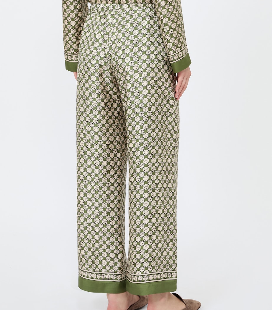 Max Mara Womens Silk Twill Printed Wide-Leg Trousers Kaki Image 4