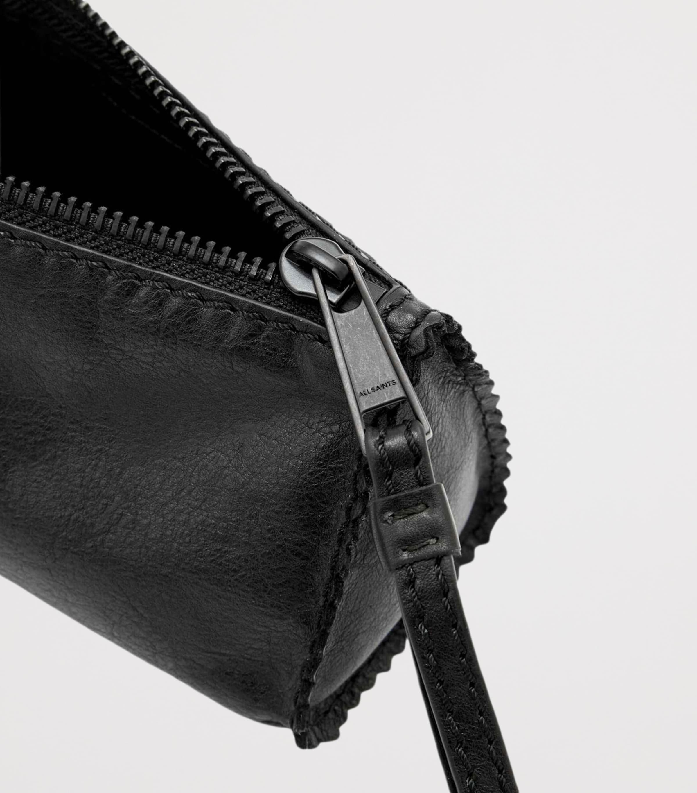AllSaints Leather Siloh Pencil Case Black Image 2