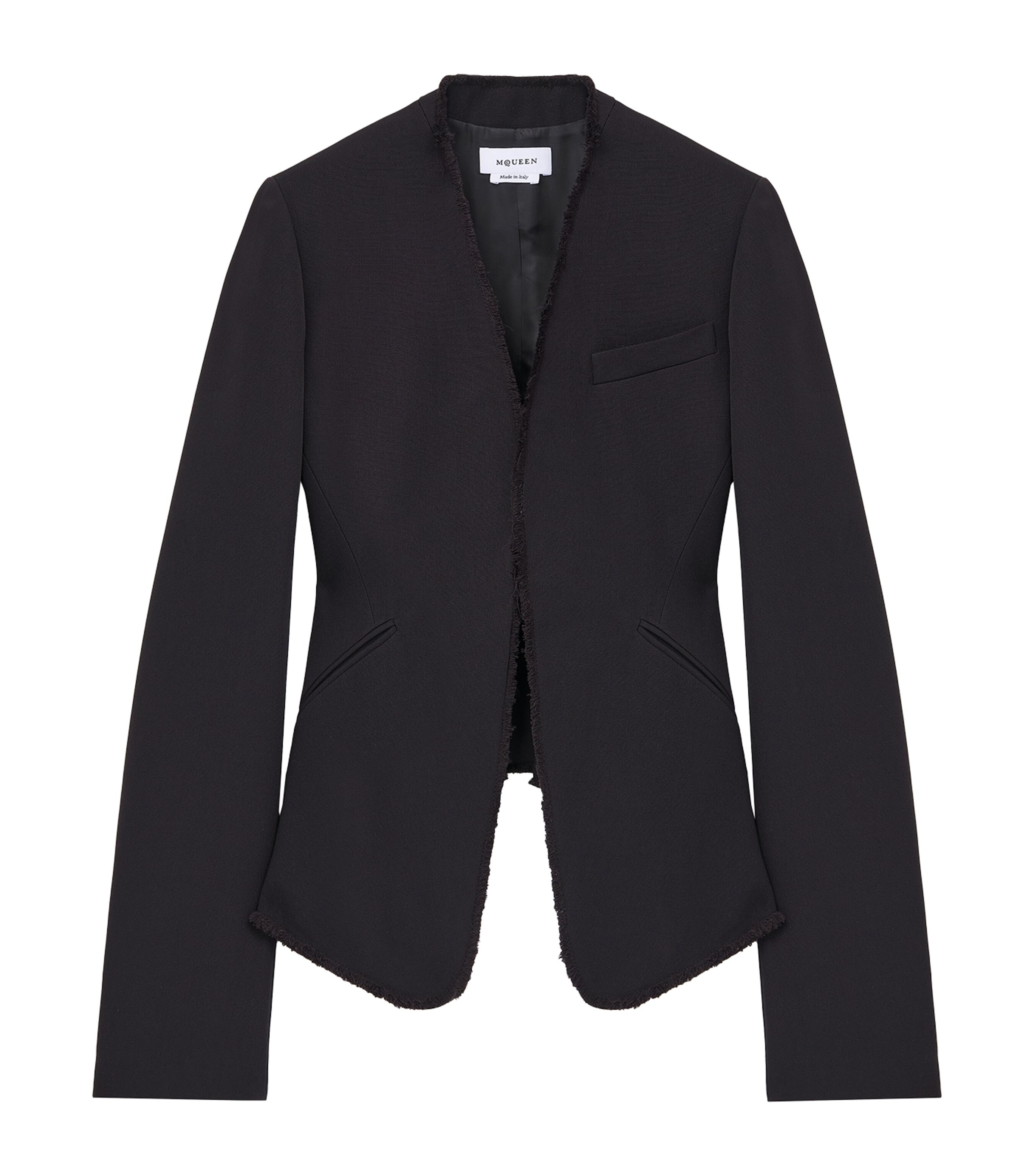 Alexander Mcqueen Wool Raw-edge Tailored Jacket In Brown