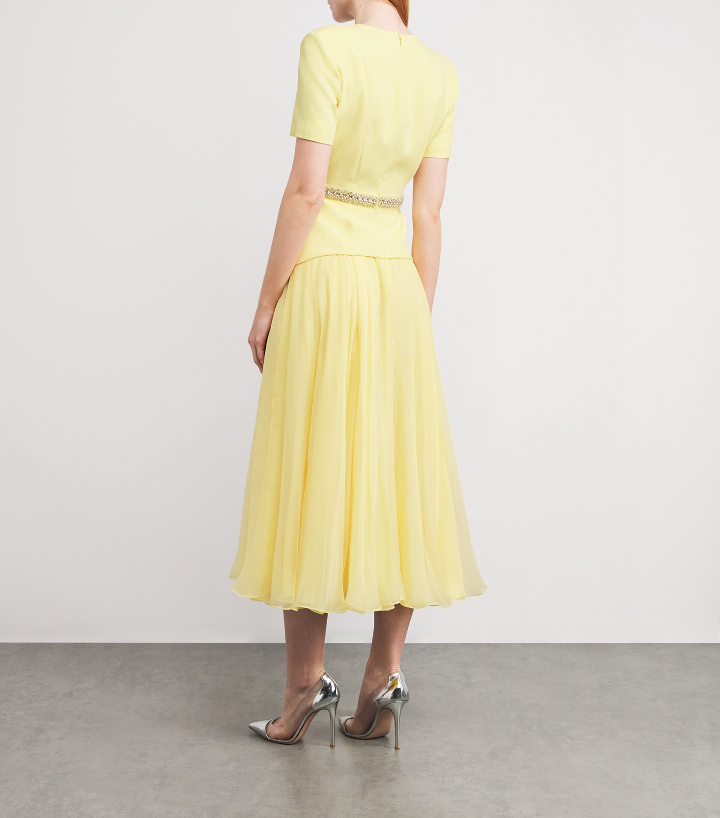 SABINA BILENKO Womens Silk-Blend Linda Midi Dress Yellow Image 3