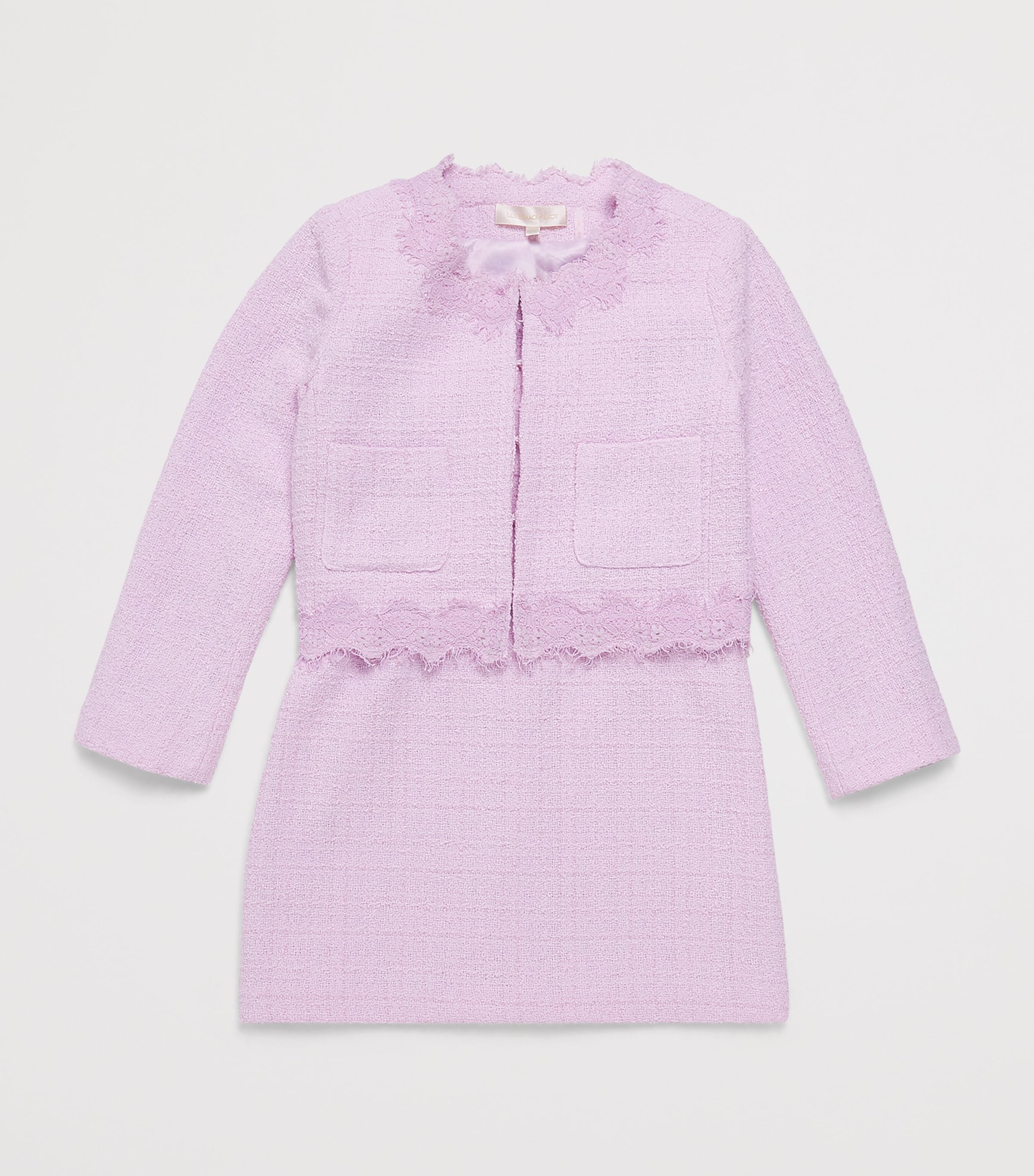 LoveShackFancy Tweed Lace-Trim Willamina Dress (8-14 Years) Image 3