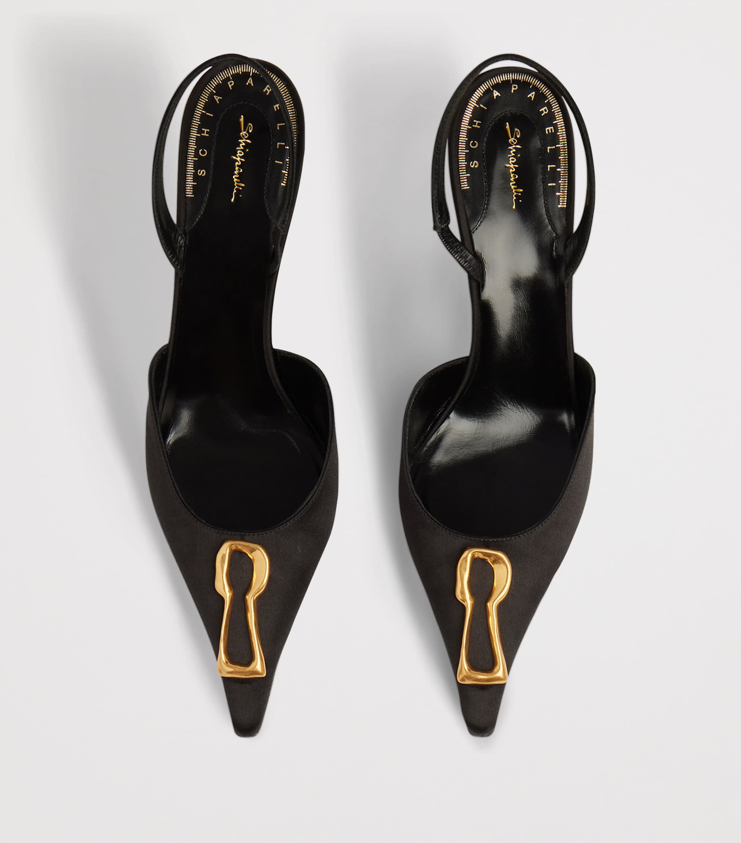 Schiaparelli Satin Keyhole Slingback Heels 65 Black Image 3