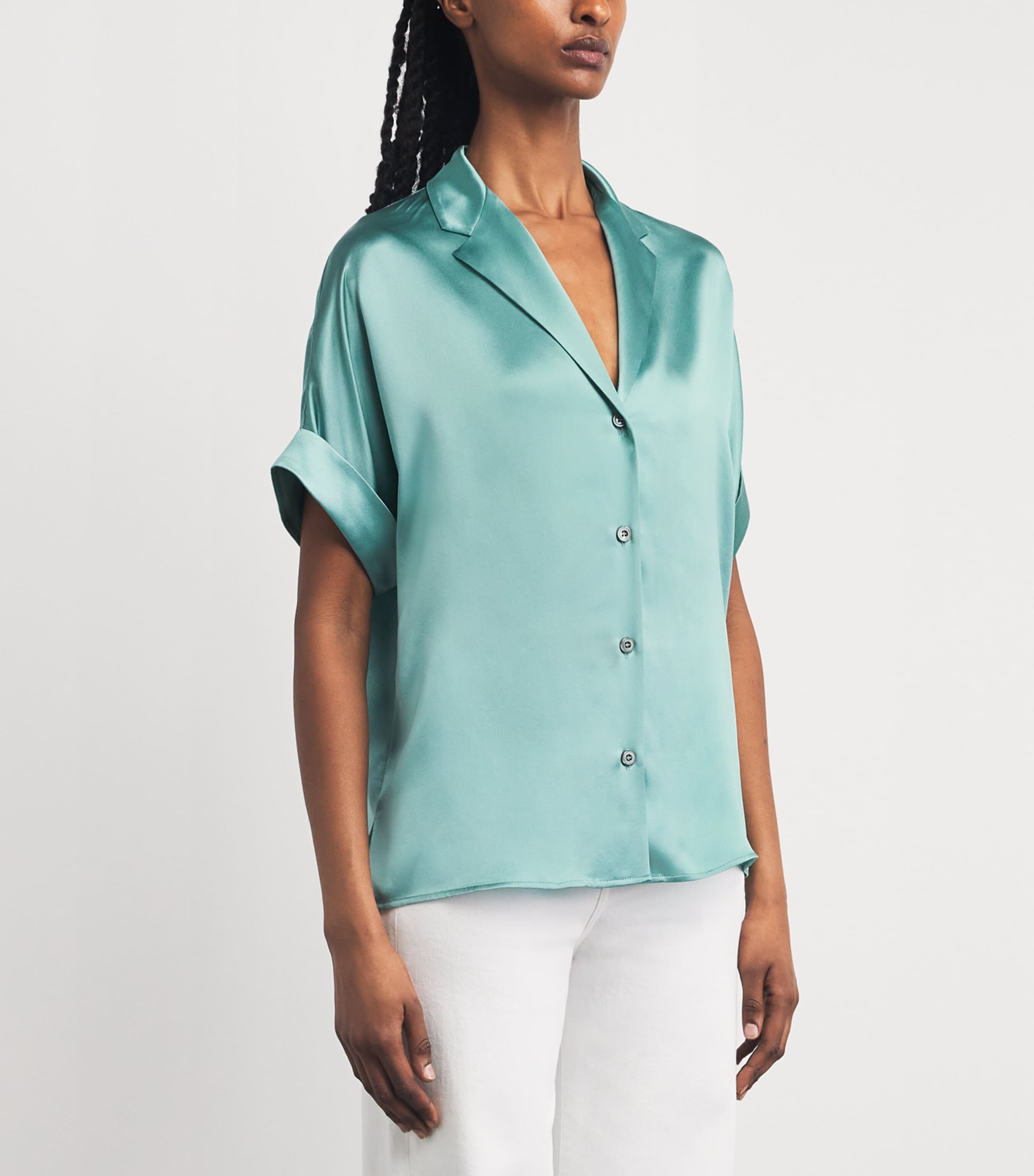 Eleventy Womens Silk Short-Sleeve Shirt Giada Image 4