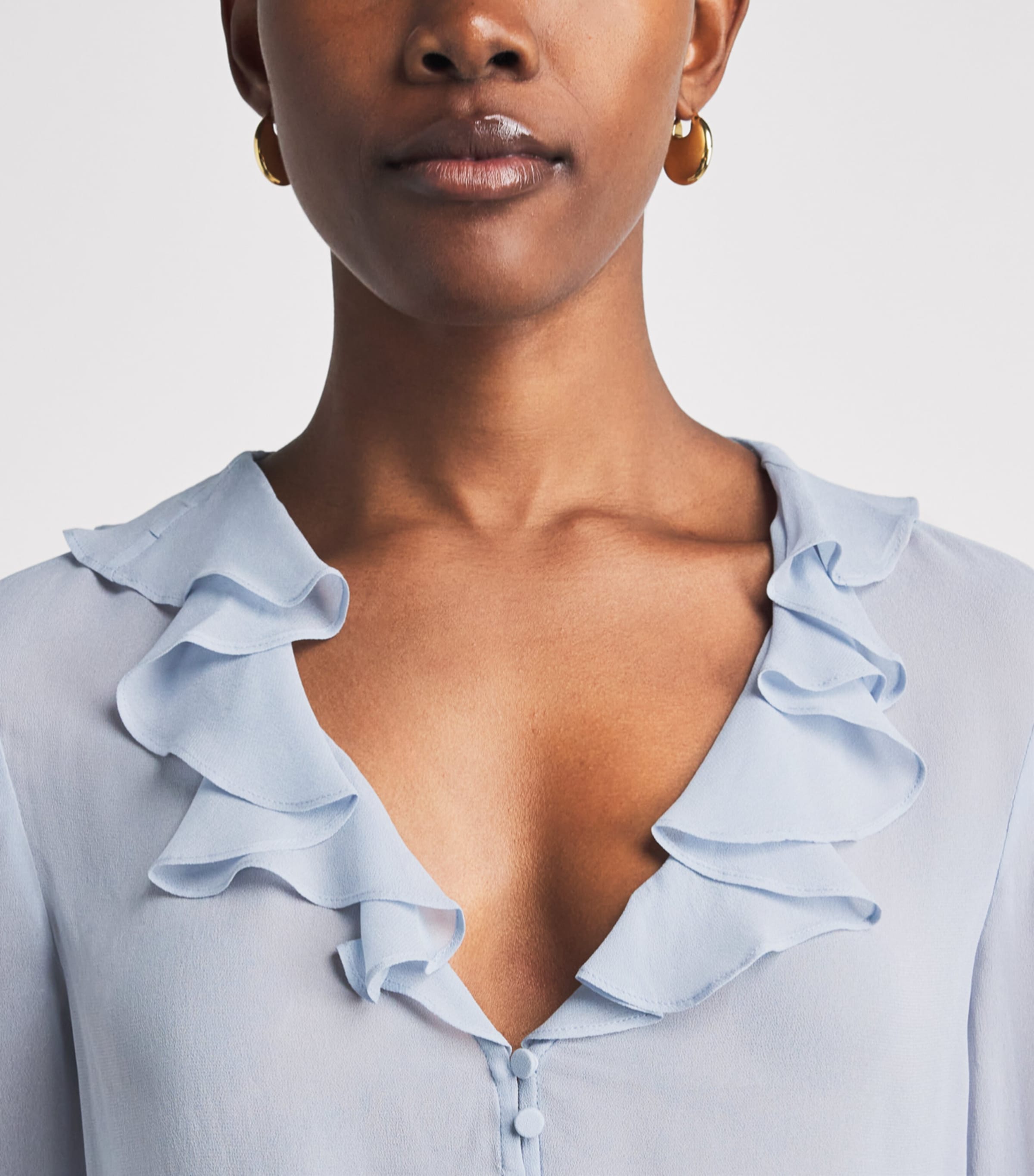 PAIGE Womens Peplum Getty Blouse Stardust Blue Image 3