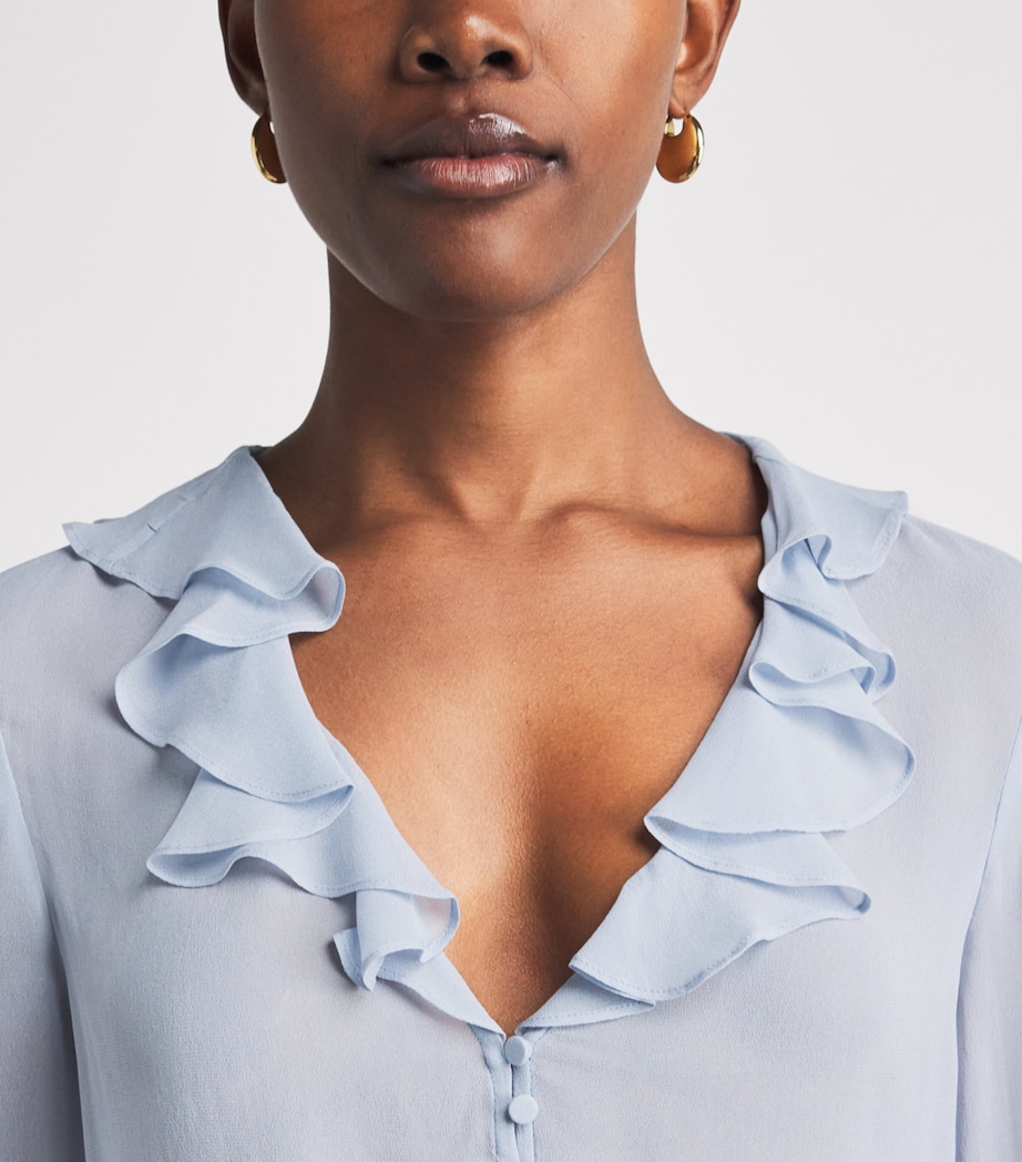 PAIGE Womens Peplum Getty Blouse Stardust Blue Image 3