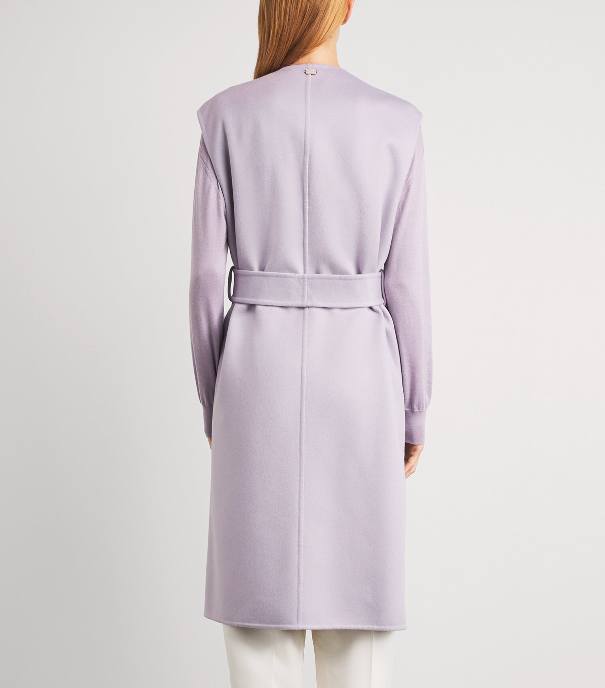 Agnona Womens Cashmere Belted Coat Lilac Mauve Image 5
