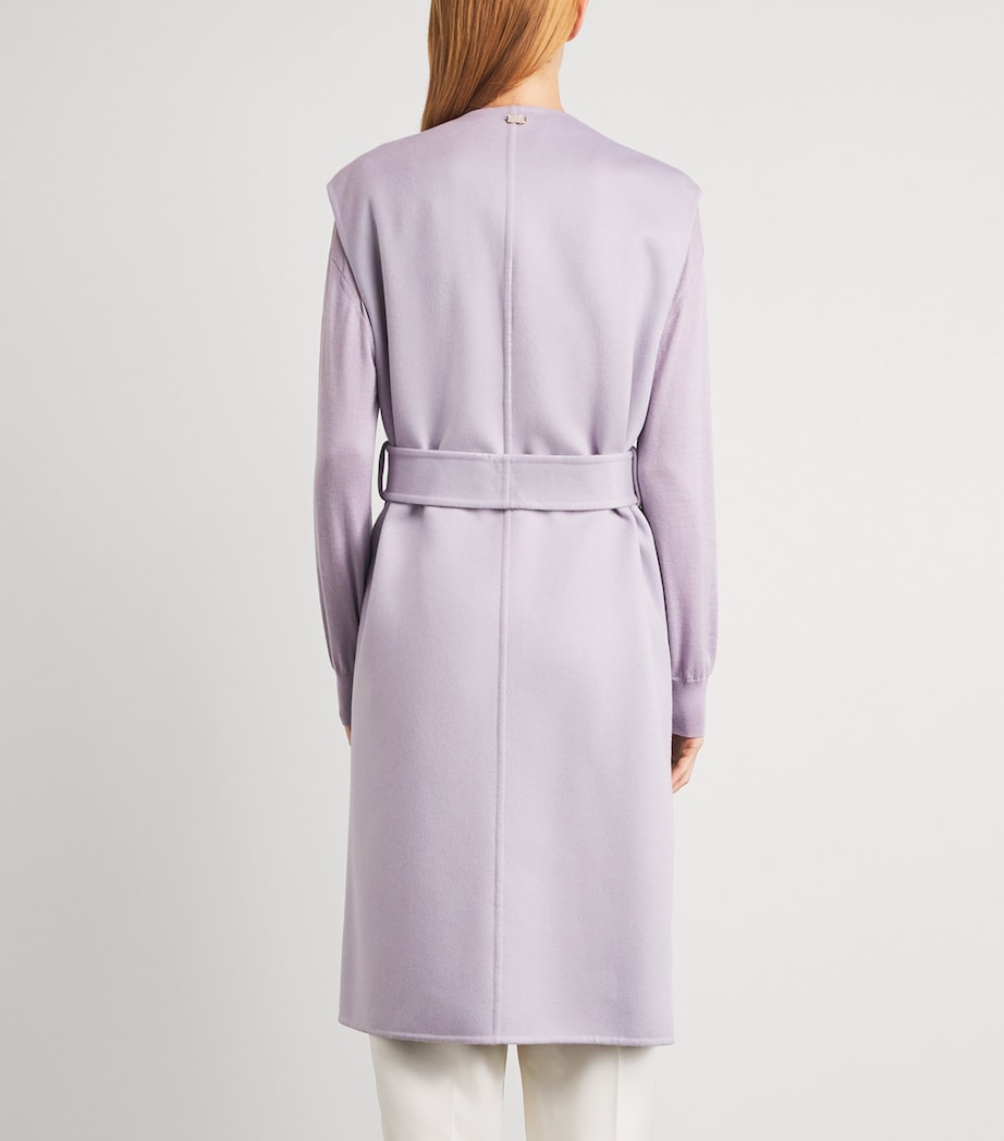 Agnona Womens Cashmere Belted Coat Lilac Mauve Image 5