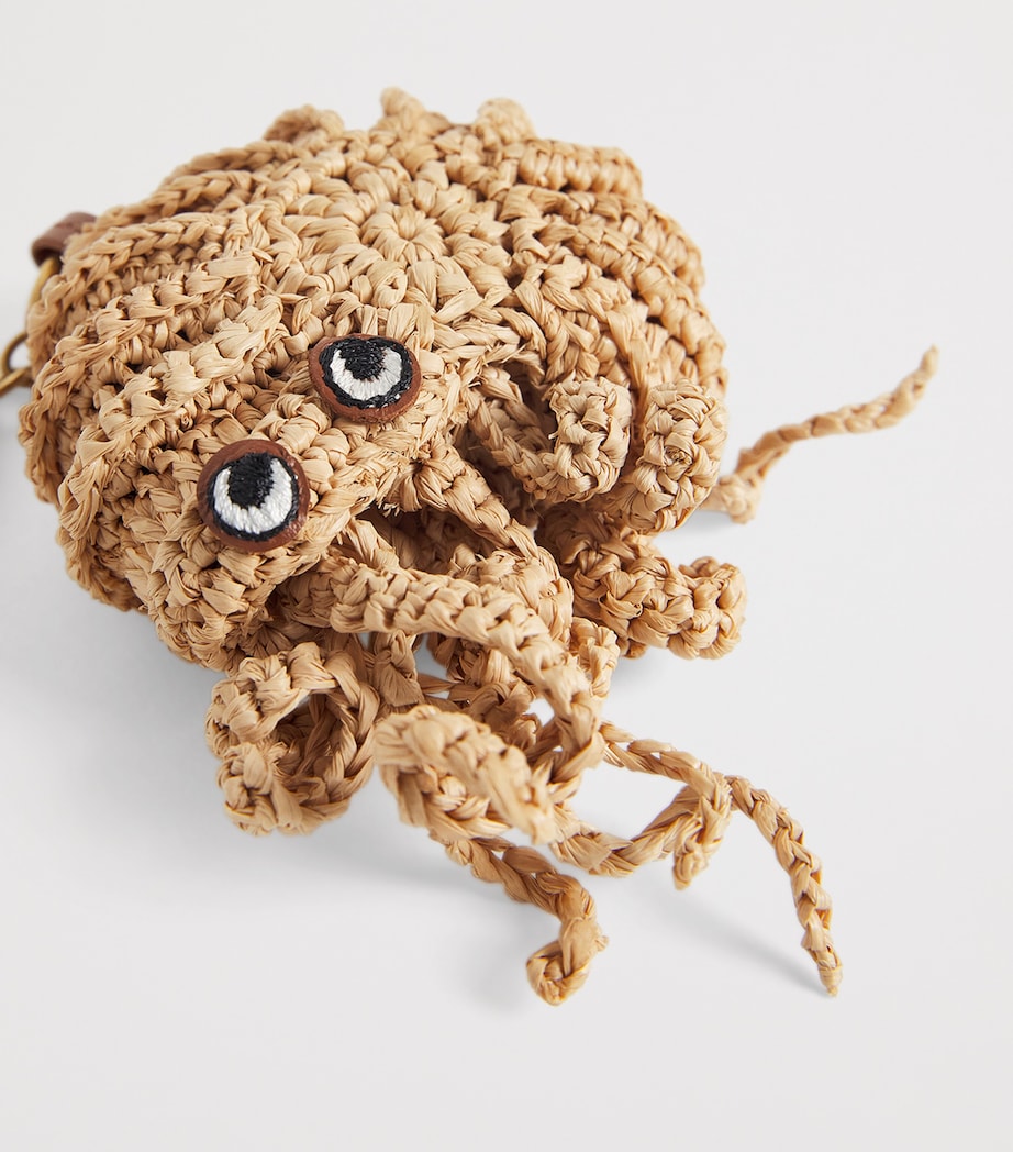 Anya Hindmarch Raffia Leather-Trim Hermit Crab Keyring Natural Raffia Image 2