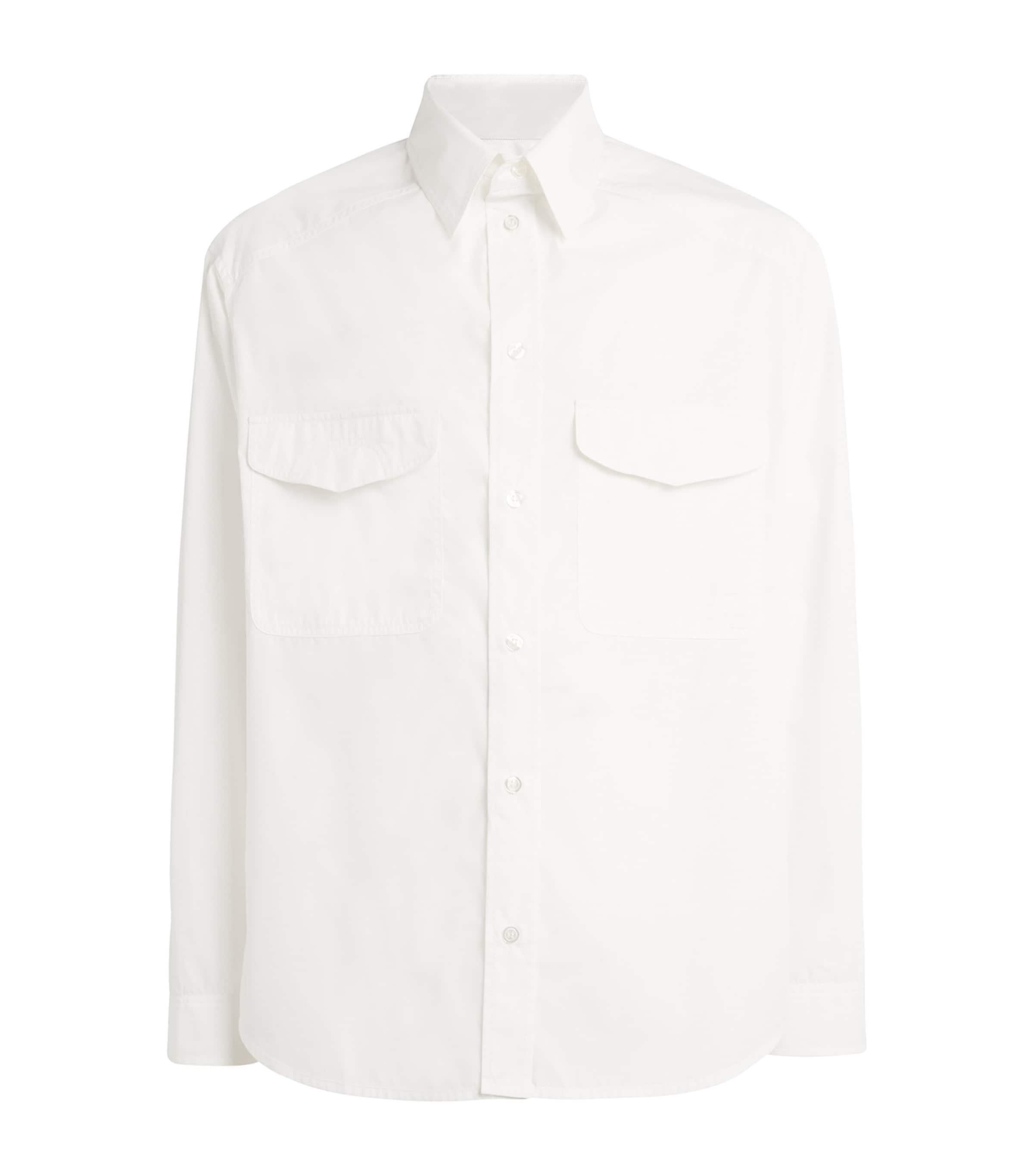 Shop Mordecai Cotton Gabardine Shirt In White