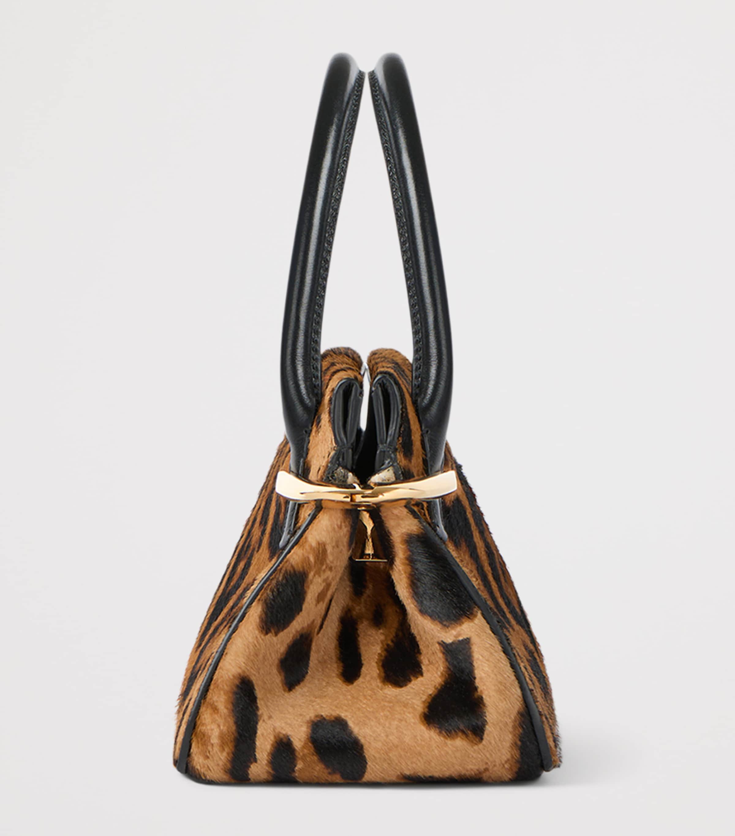 Mini Calfskin Pinch Top-Handle Bag BLACK/BEIGE Image 3