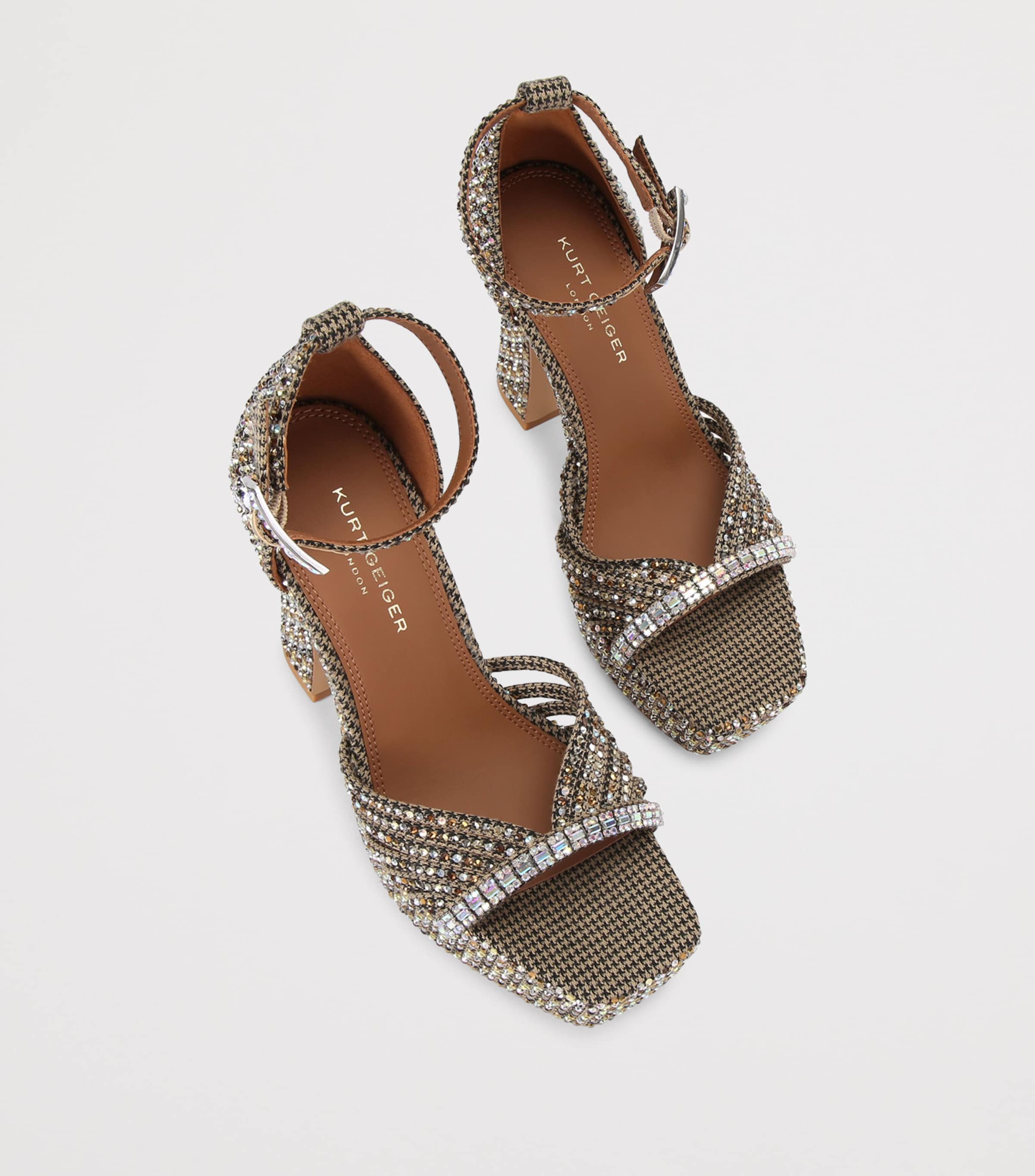 Kurt Geiger London Crystal Strap Platform Sandals Beige Comb Image 4