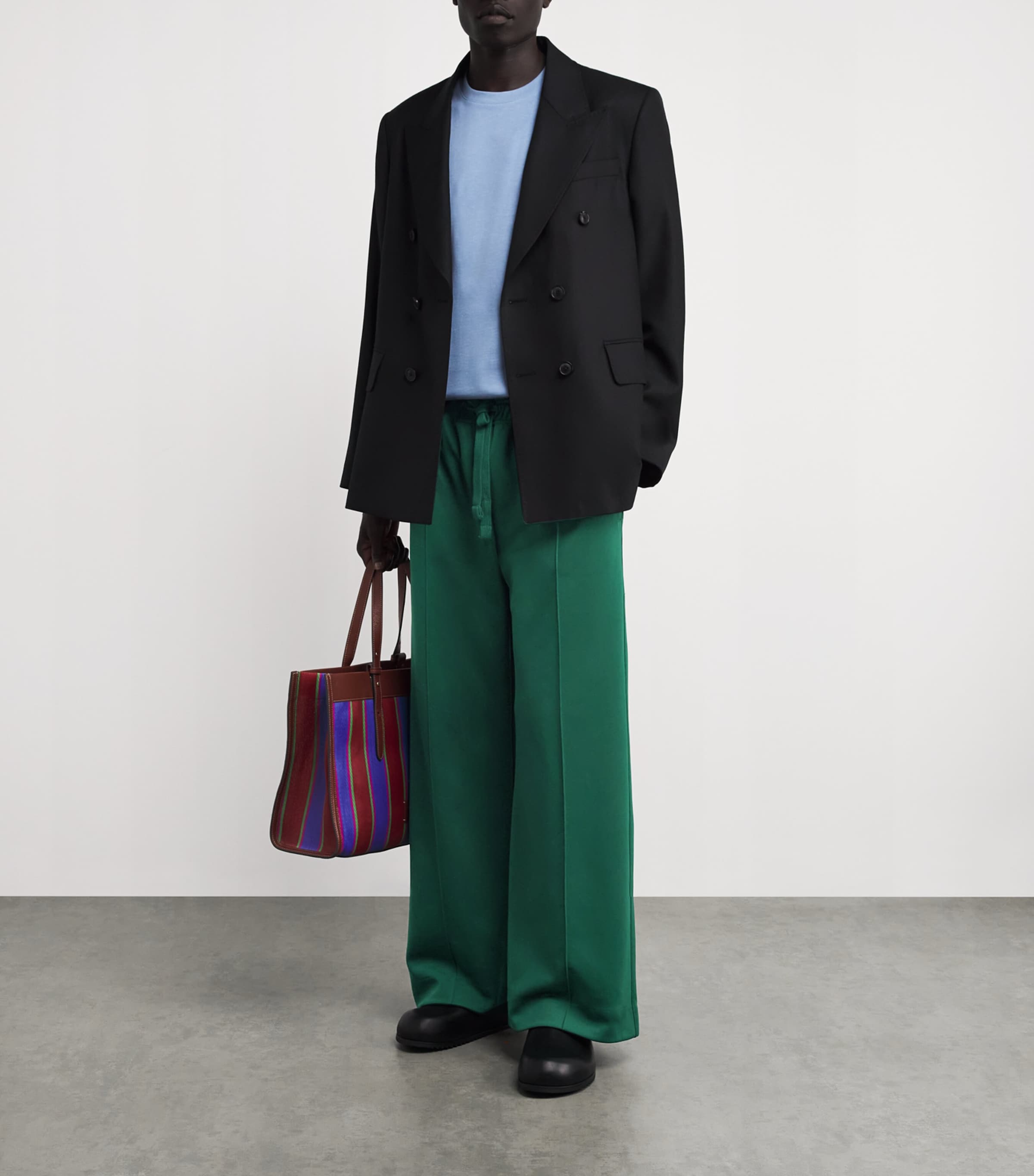 JW Anderson Mens Jersey Pintuck Sweatpants Dark Green Image 2