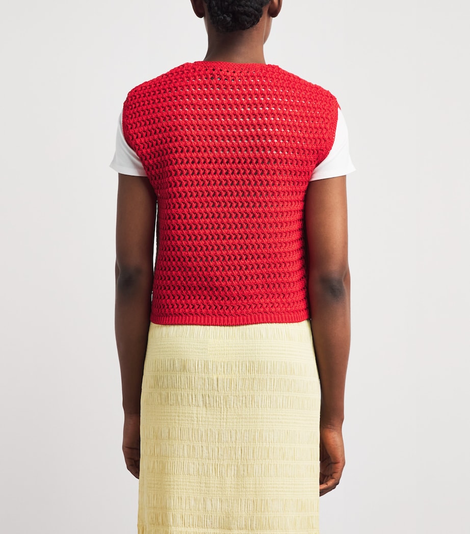 Polo Ralph Lauren Womens Cotton Crocheted Sweater Vest Petal Rose Image 5