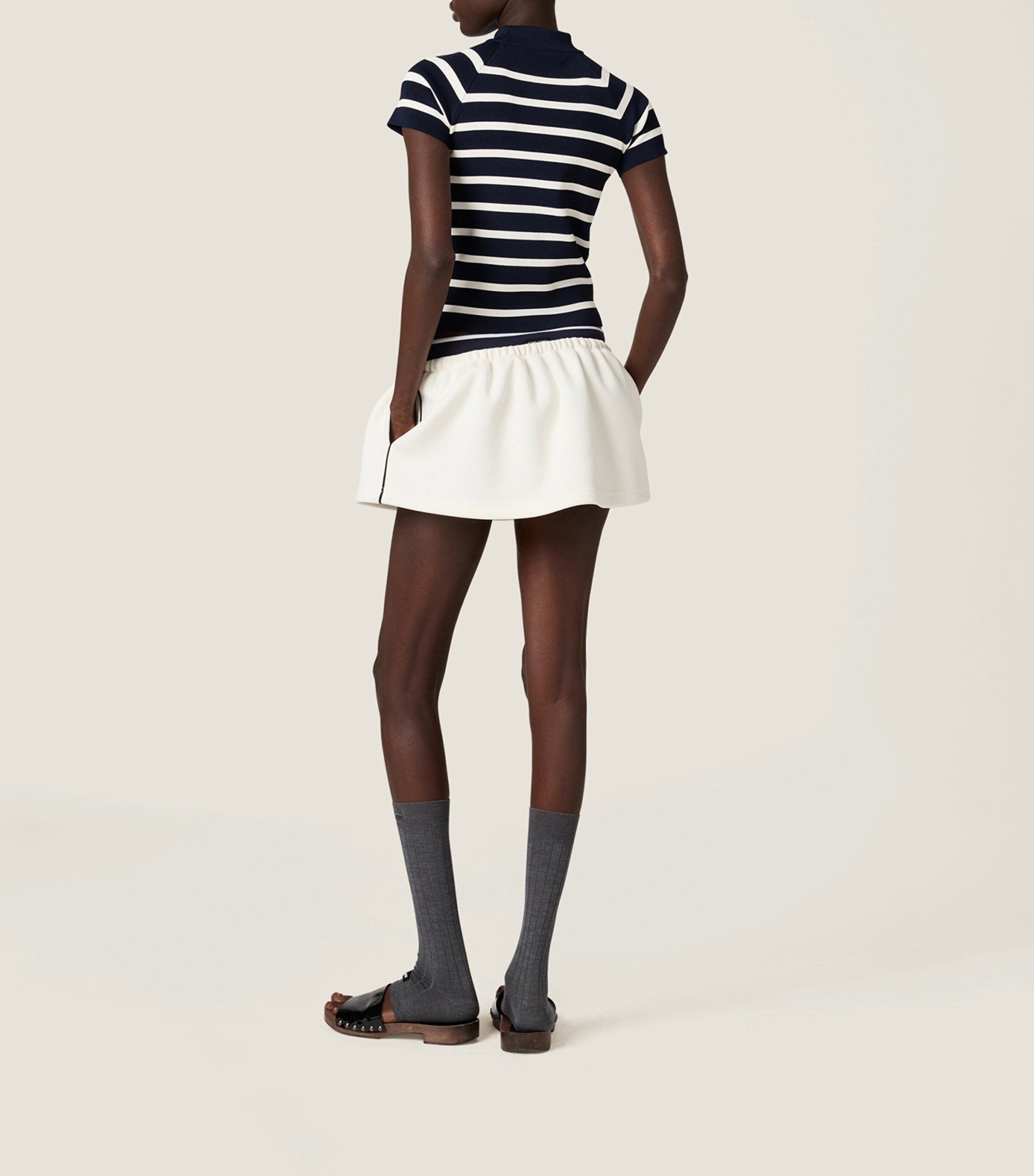 Stripe Short-Sleeve Sweater F0761 Image 3