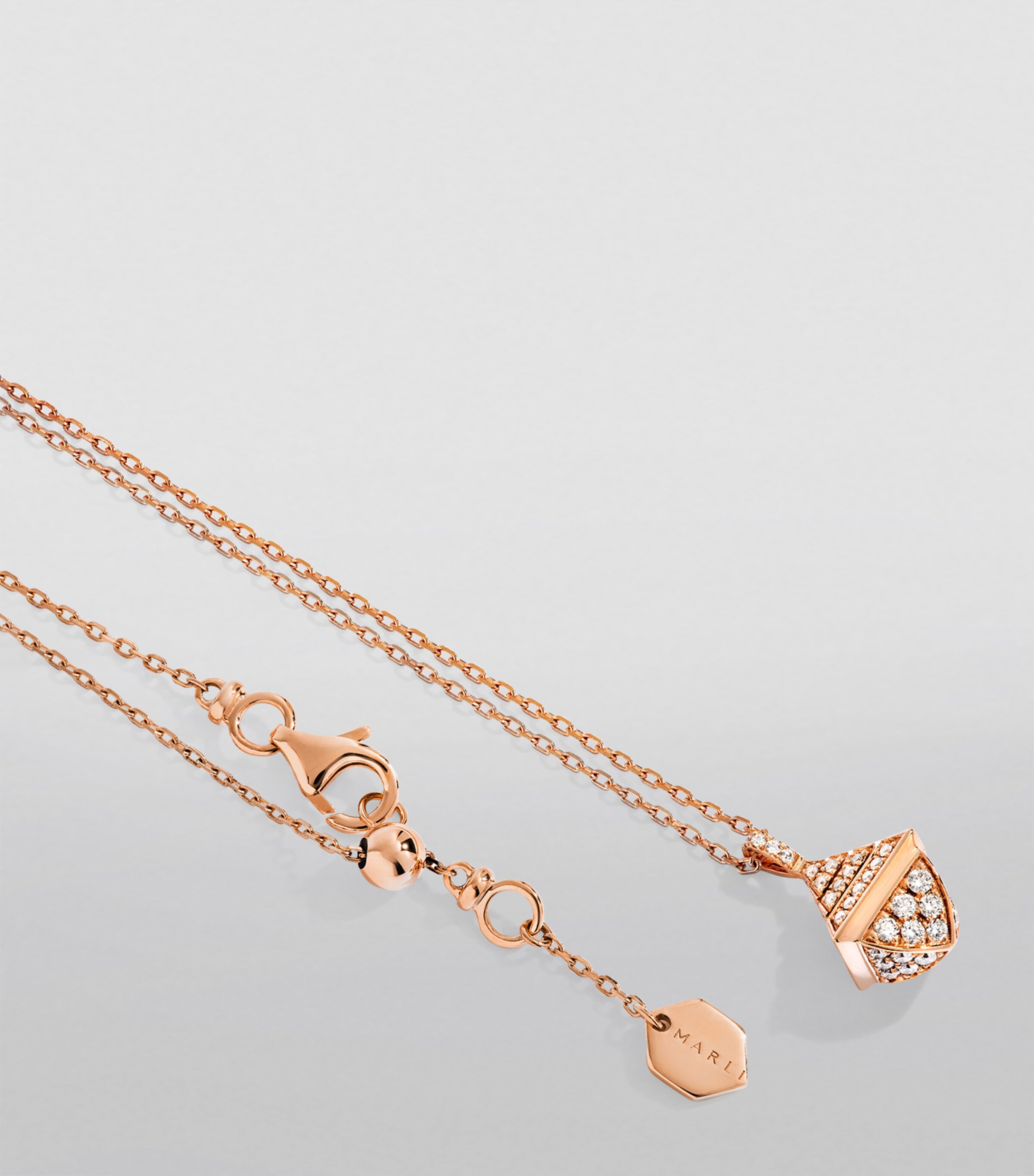 Mini Rose Gold and Diamond Cleo Rev Pendant Necklace ROSE GOLD Image 2