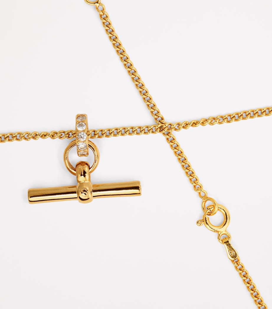 TILLY SVEAAS Gold-Plated Crystal T-Bar Necklace Gold Image 4