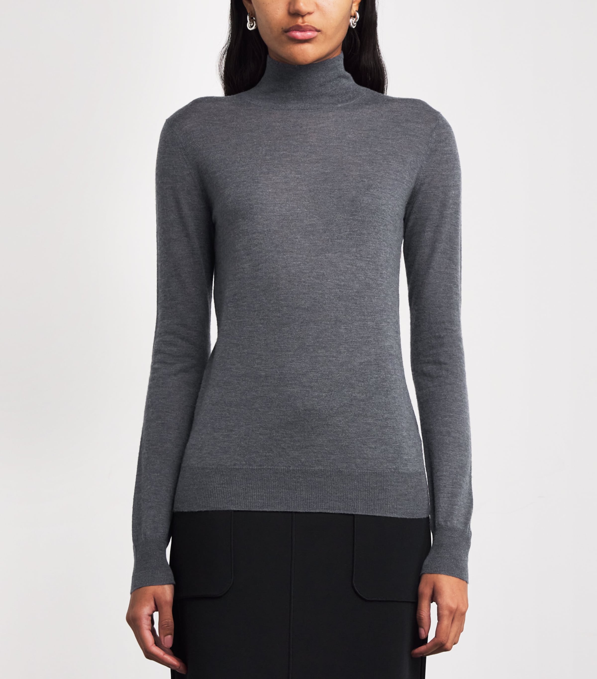 Cashmere Cashair High-Neck Sweater SMOKE Image 3