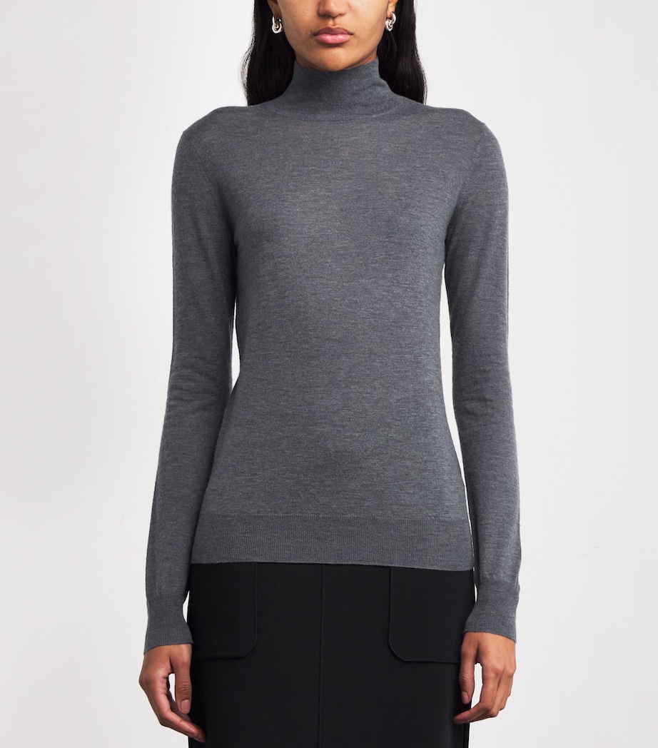 Cashmere Cashair High-Neck Sweater SMOKE Image 3