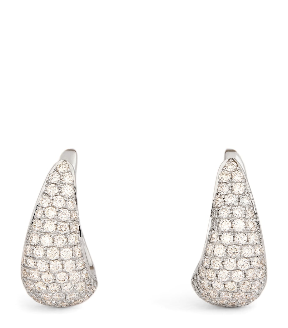 Small White Gold and Diamond Claw Earrings WHITE GOLD Image 1