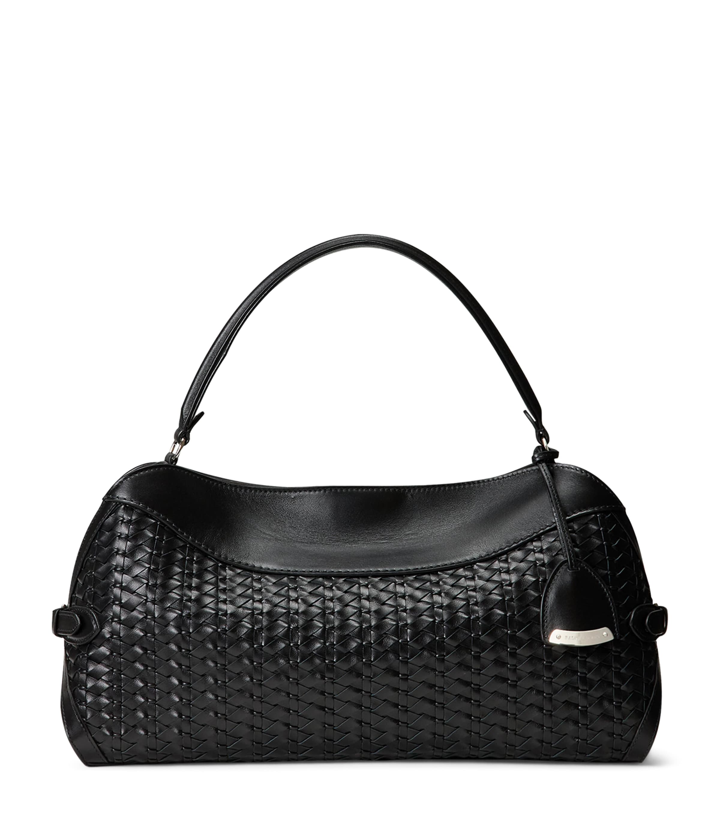 Ralph Lauren Collection Leather Braided The Ralph Shoulder Bag Black Image 1