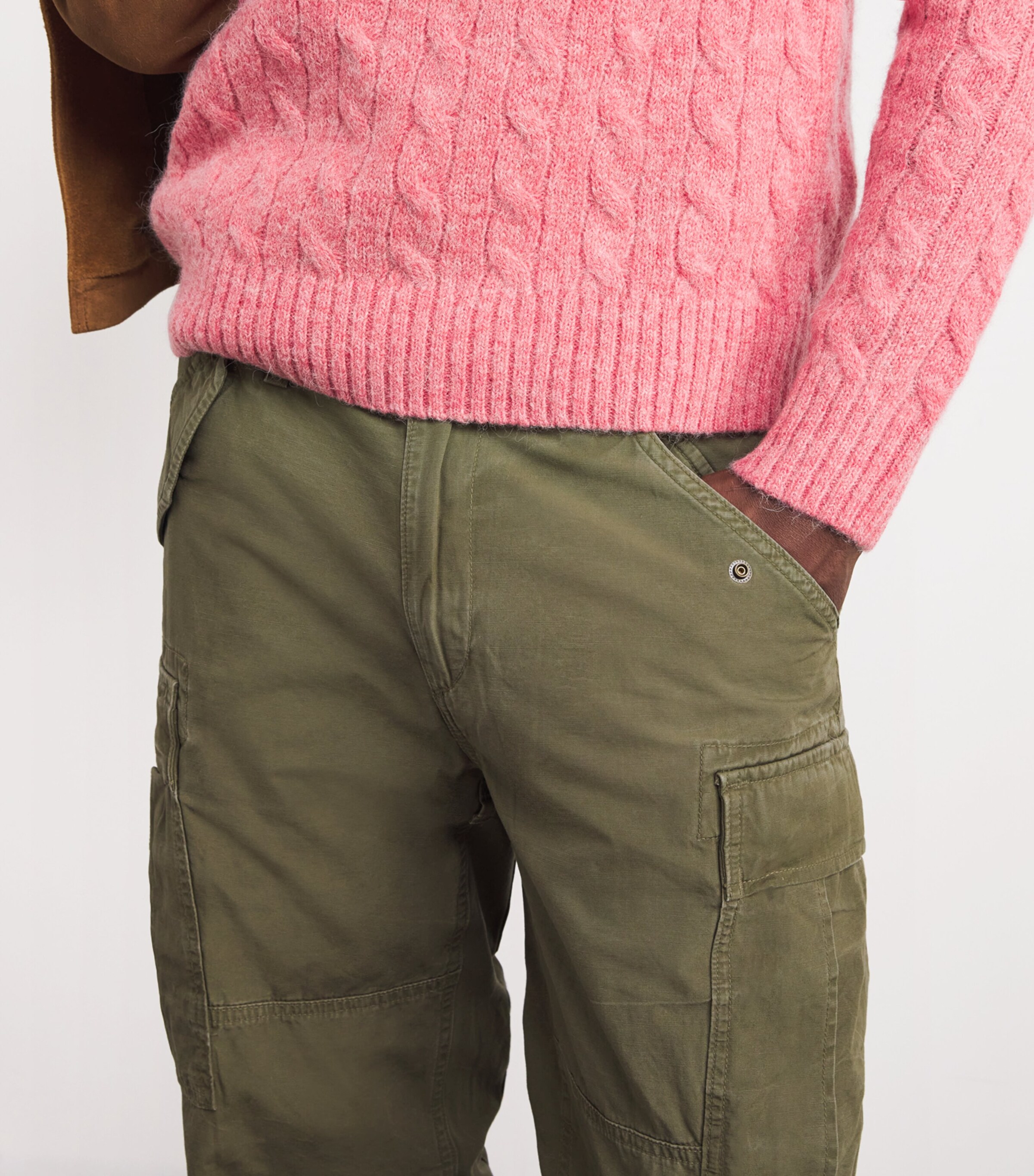 Cotton Cargo Trousers GREEN Image 6