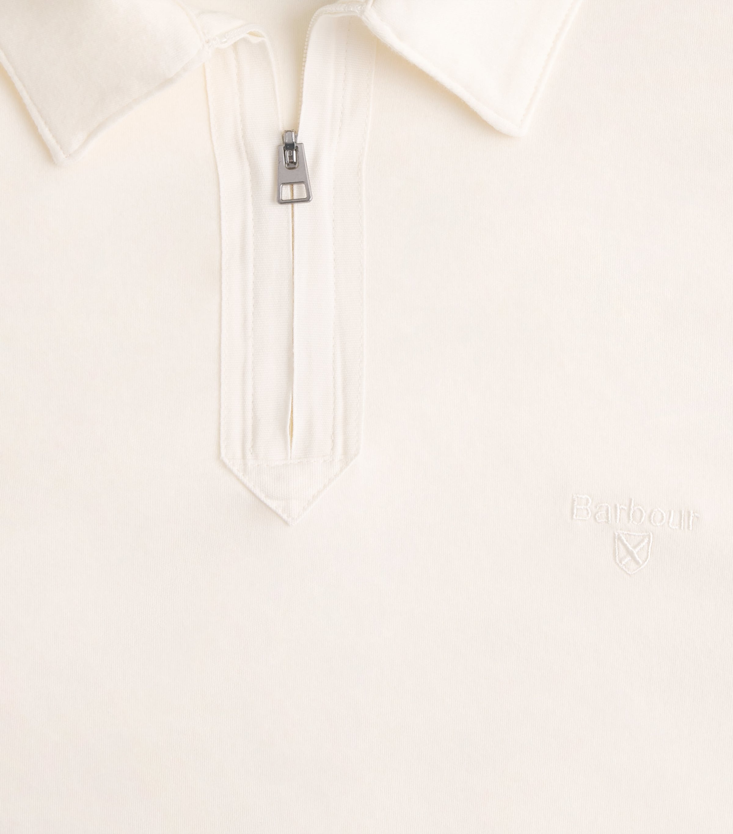 Barbour Mens Zip-Up Crackehall Polo Shirt Whisper White Image 6