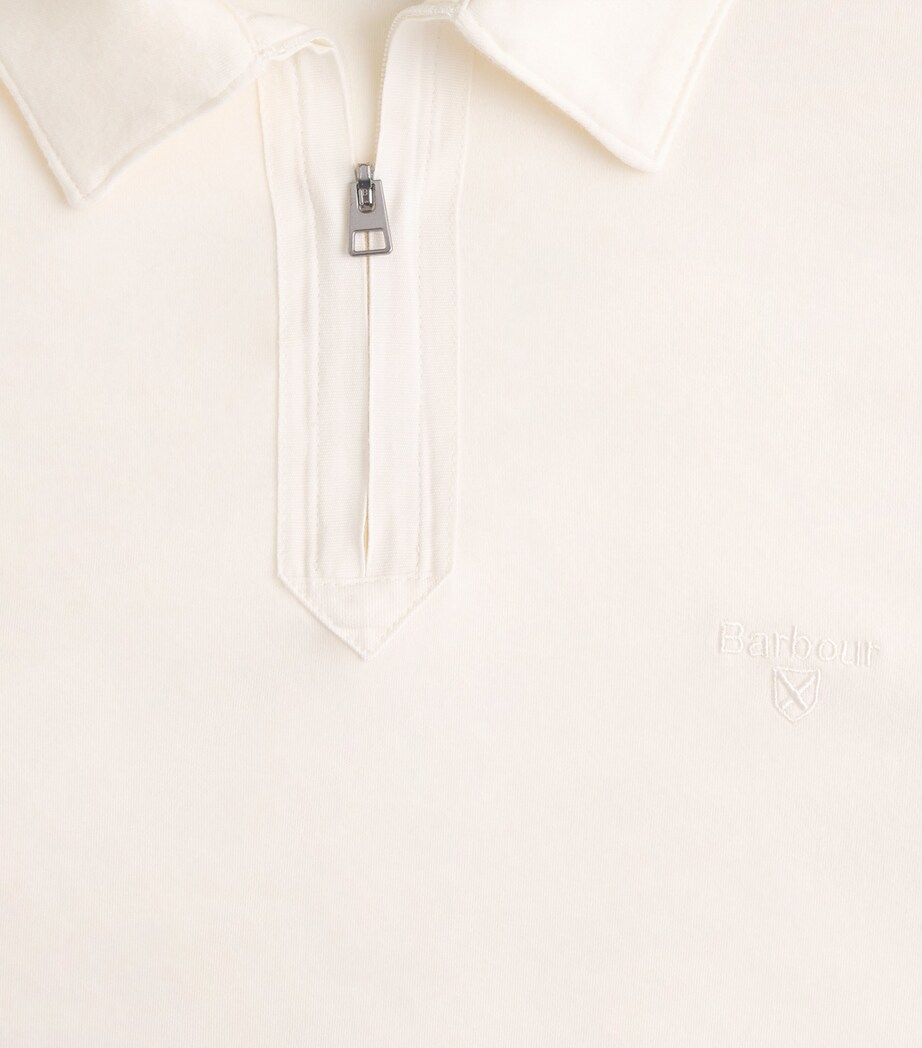 Barbour Mens Zip-Up Crackehall Polo Shirt Whisper White Image 6