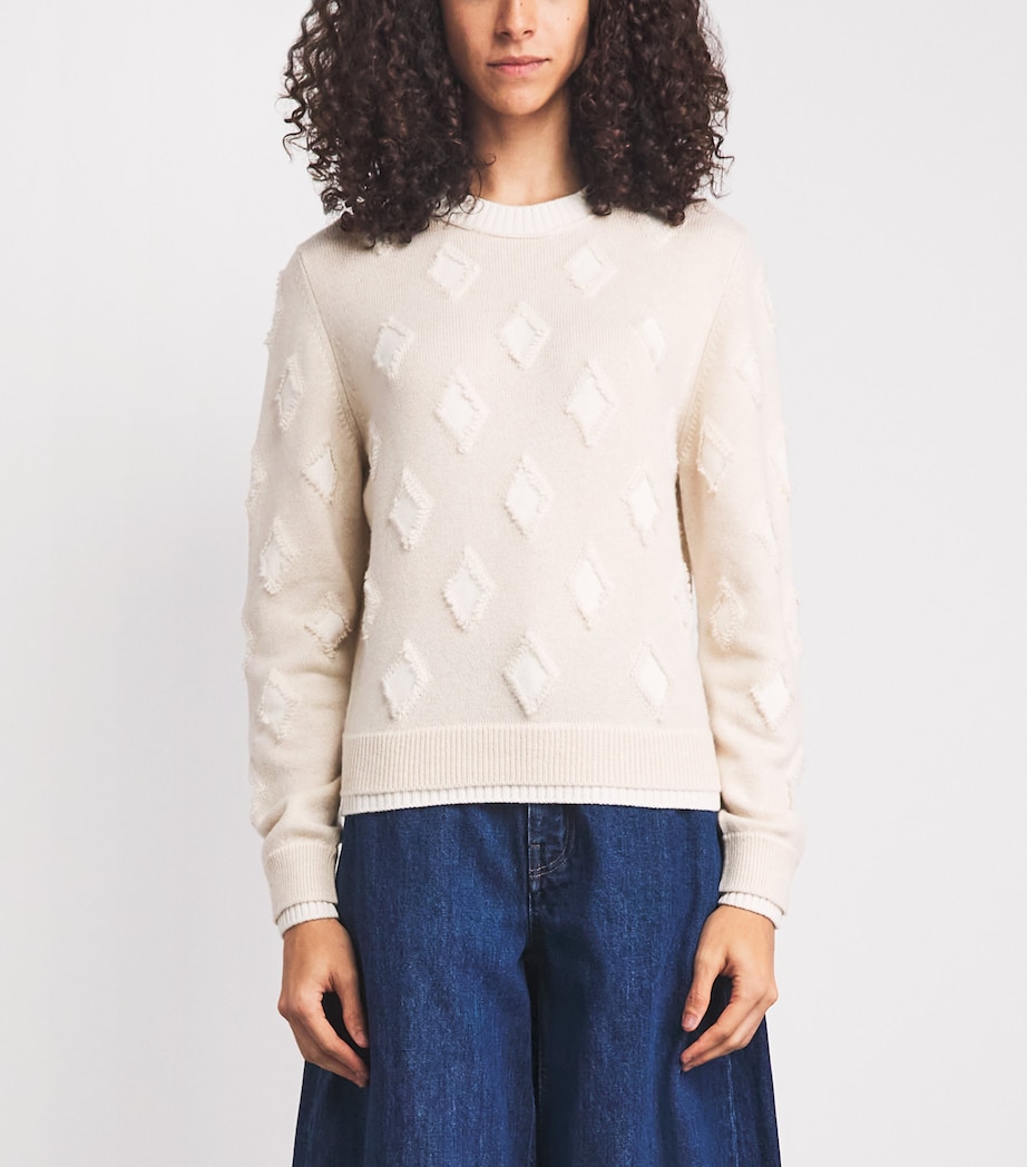 Barrie Womens Cashmere Argyle Sweater Canvas/ice Whte Image 4