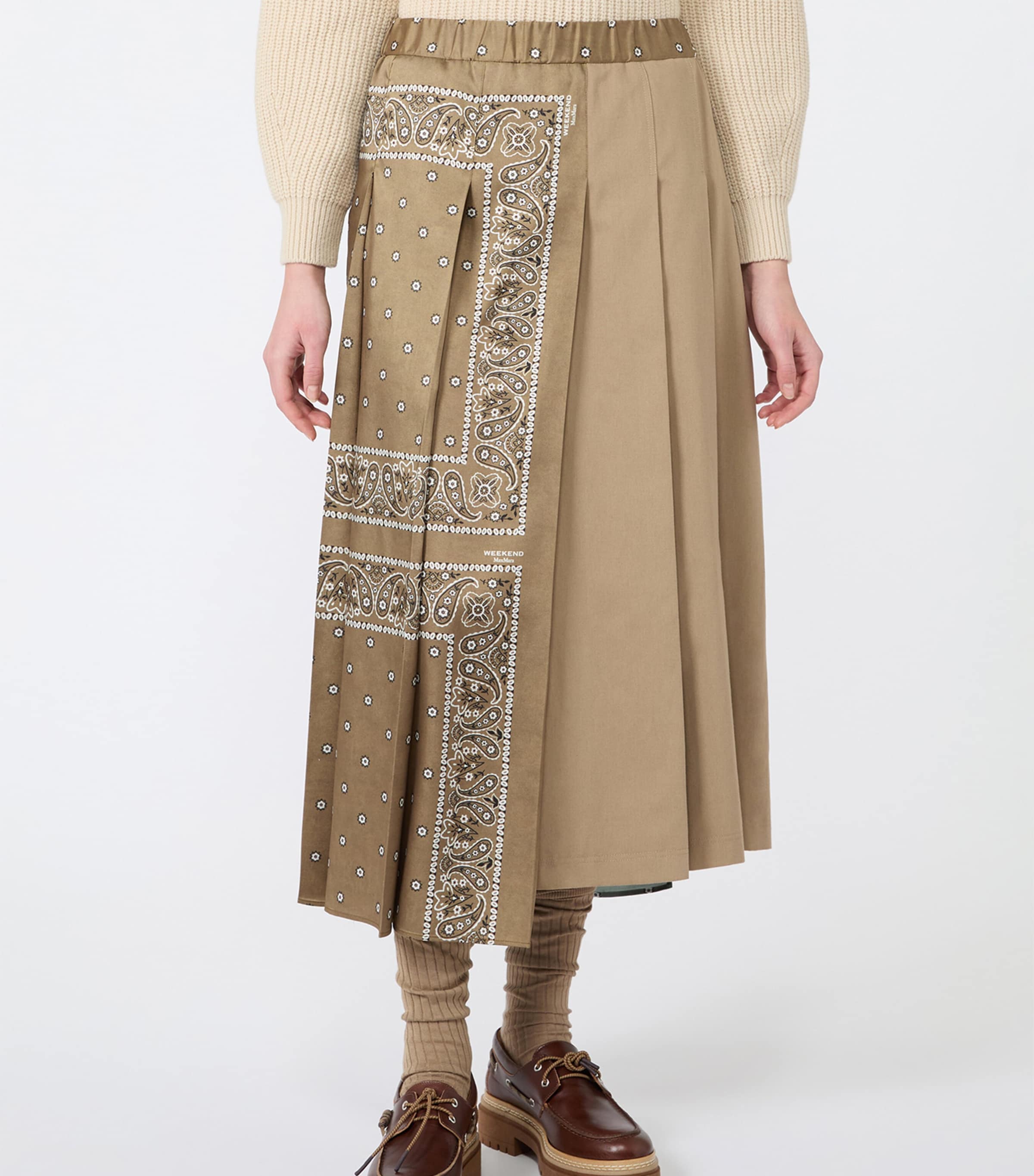 Weekend Max Mara Womens Asymmetric Pleated Midi Skirt Tobacco Image 3
