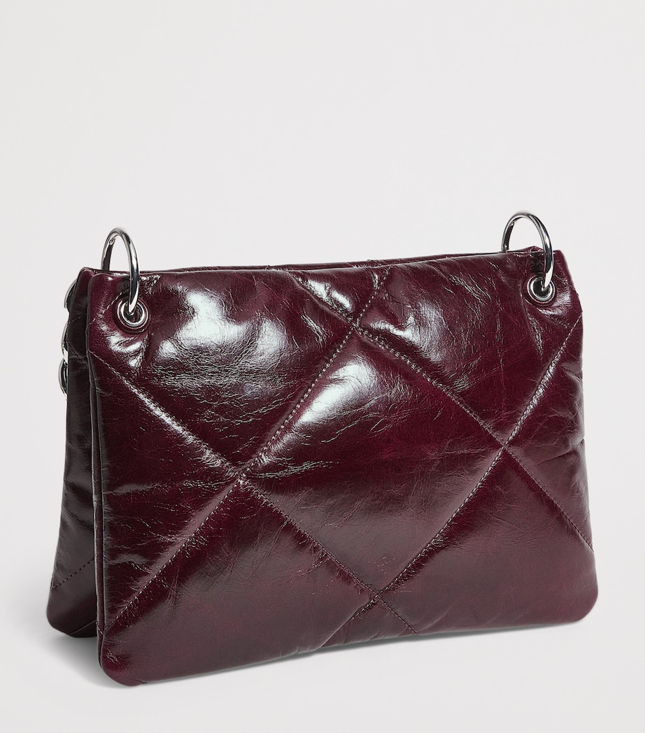 Leather Quilted Kira Shoulder Bag DARK CARMINE 500 Image 3