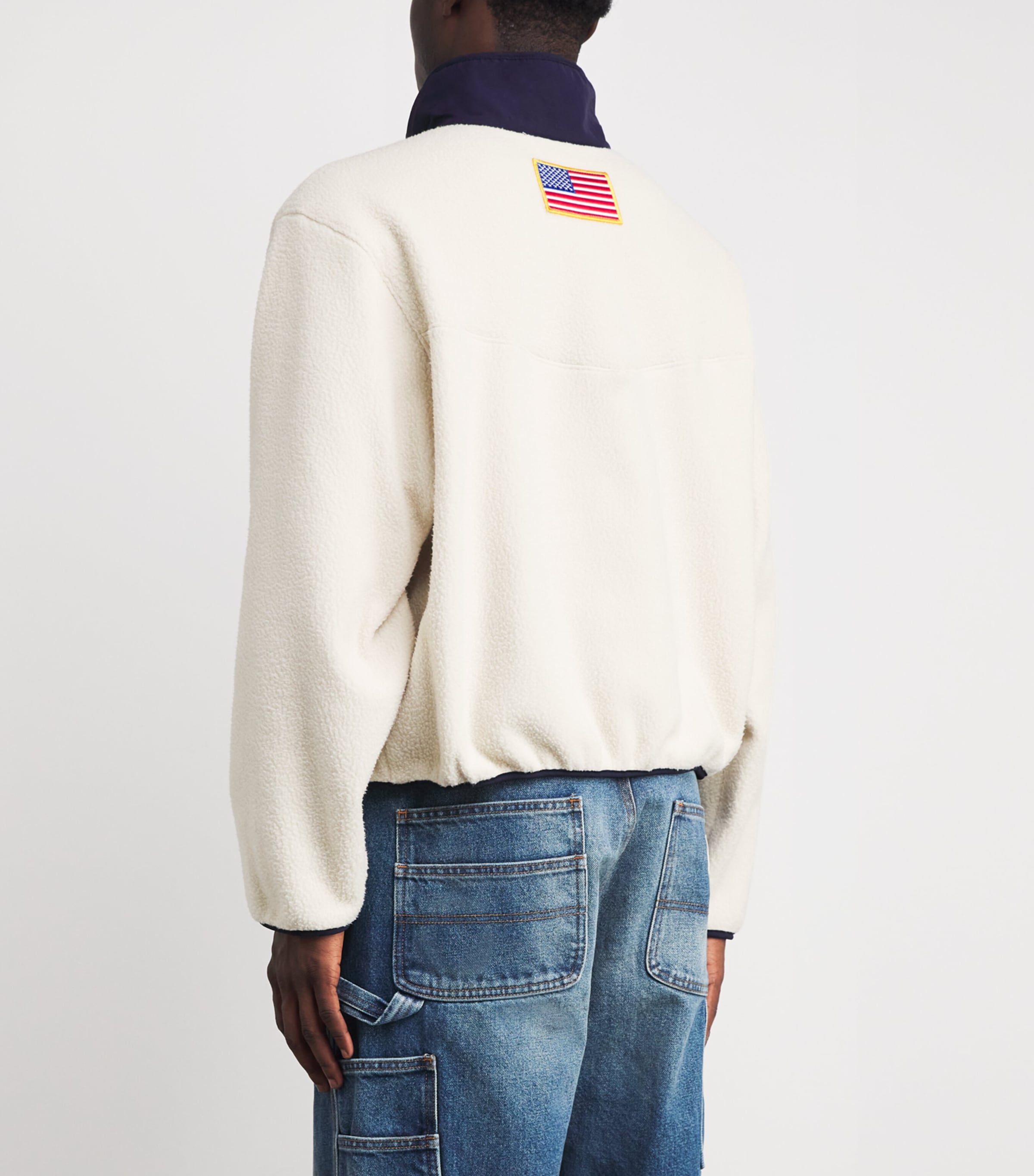 Fleece Half-Zip Sweatshirt CREAM W/ NAVY Image 4