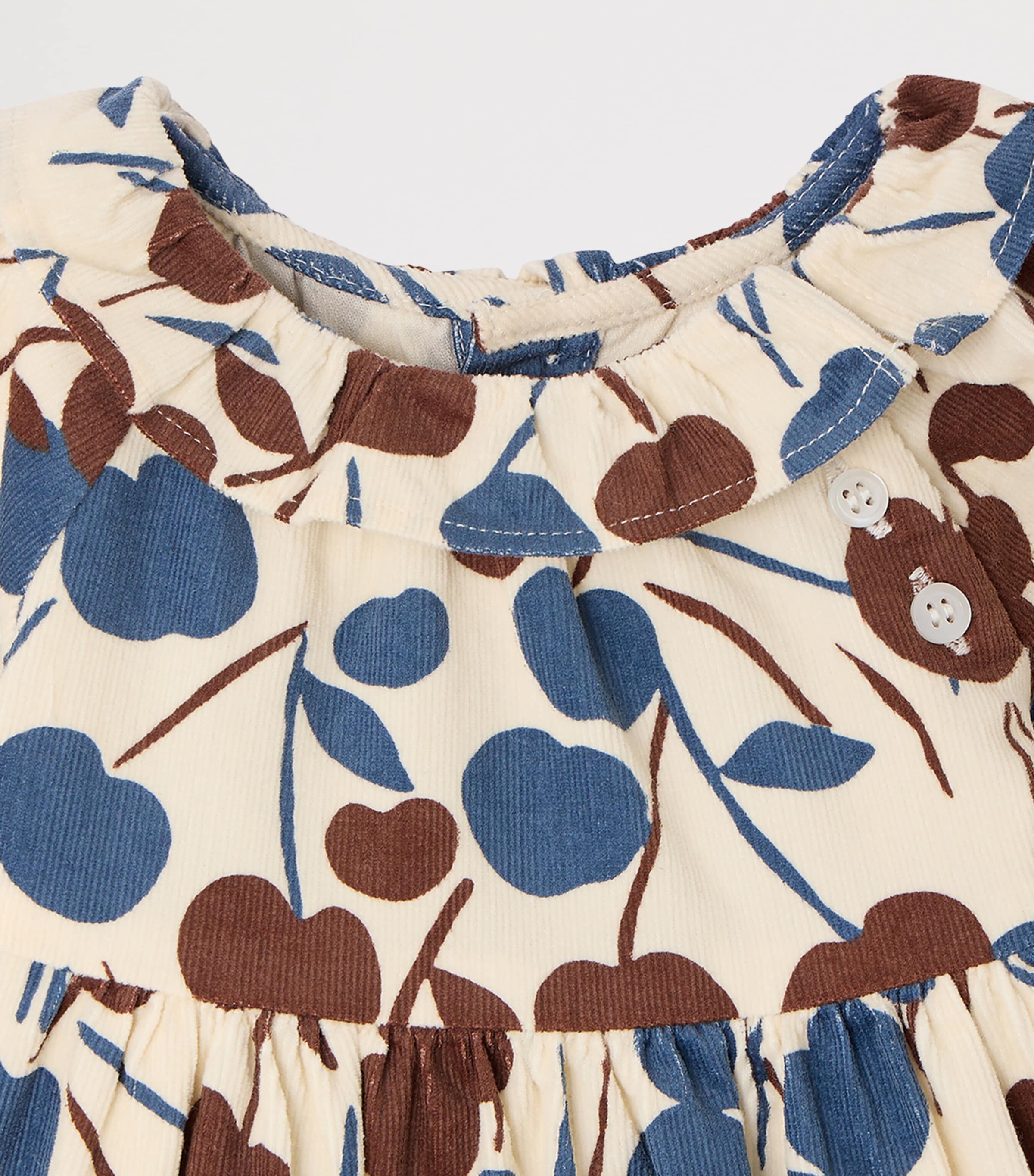 Bonpoint Cotton Cherry Print Long-Sleeve Dress (6-18 Months) Imp Noisette Image 3