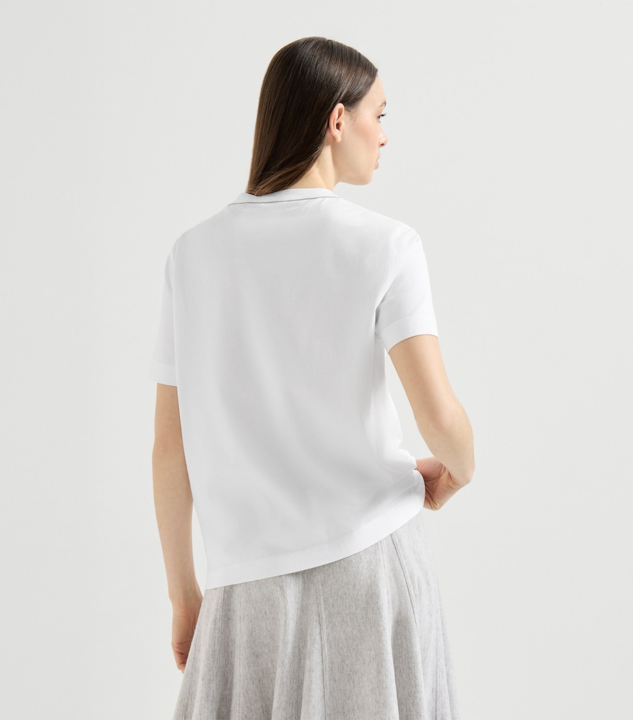 Brunello Cucinelli Womens Cotton Monili-Trim T-Shirt White Image 5