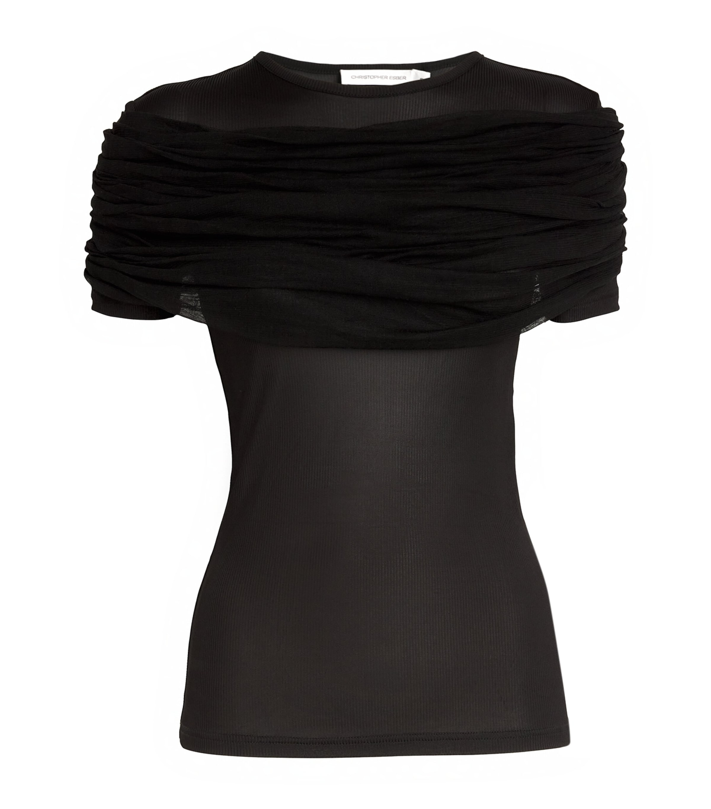 Christopher Esber Sonora Veiled Viscose & Silk Top In Black