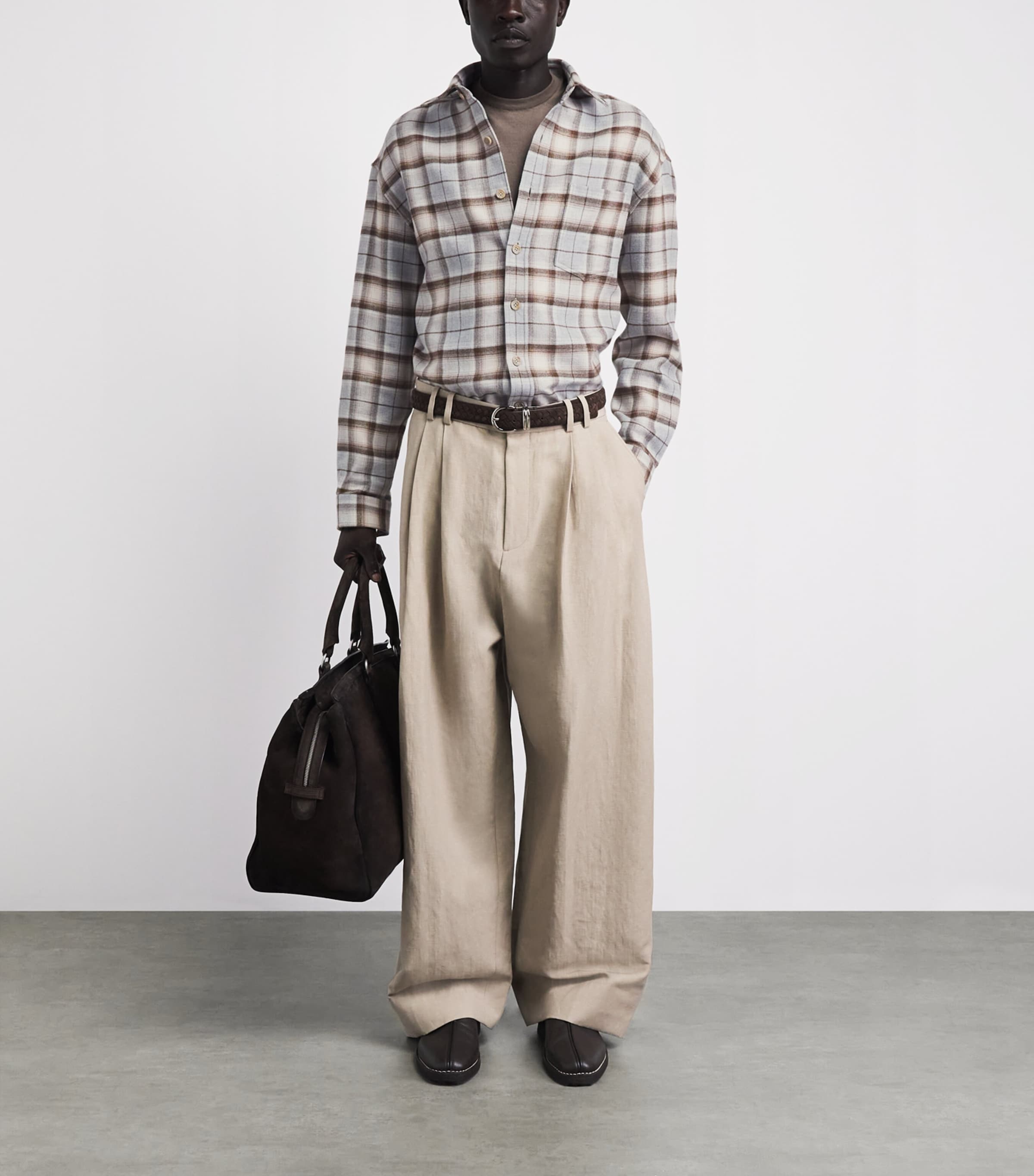 Pal Zileri Mens Cotton Check Shirt Brown Image 2