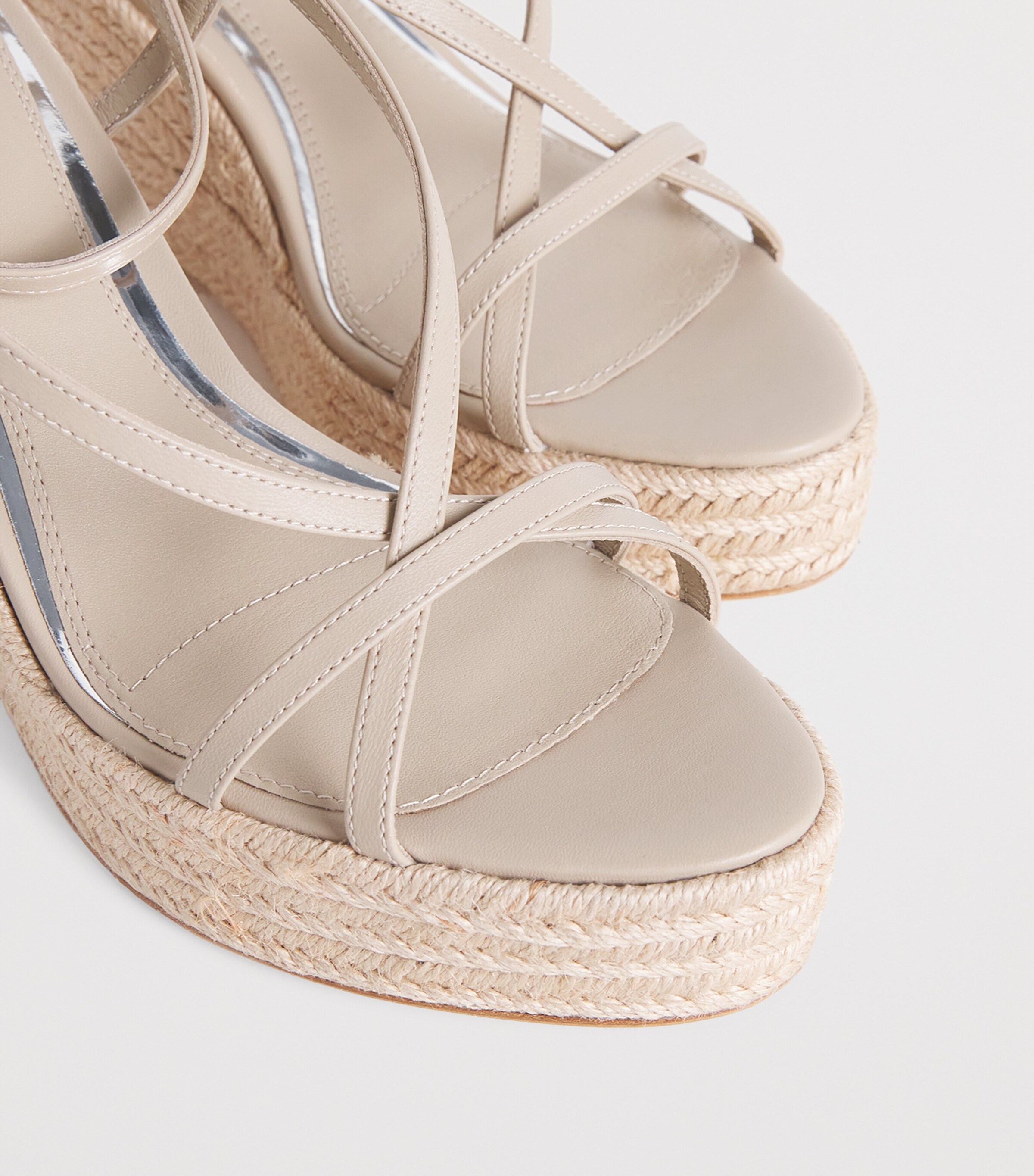 PAIGE Leather Marlowe Wedge Sandals 105 Light Tan Image 7