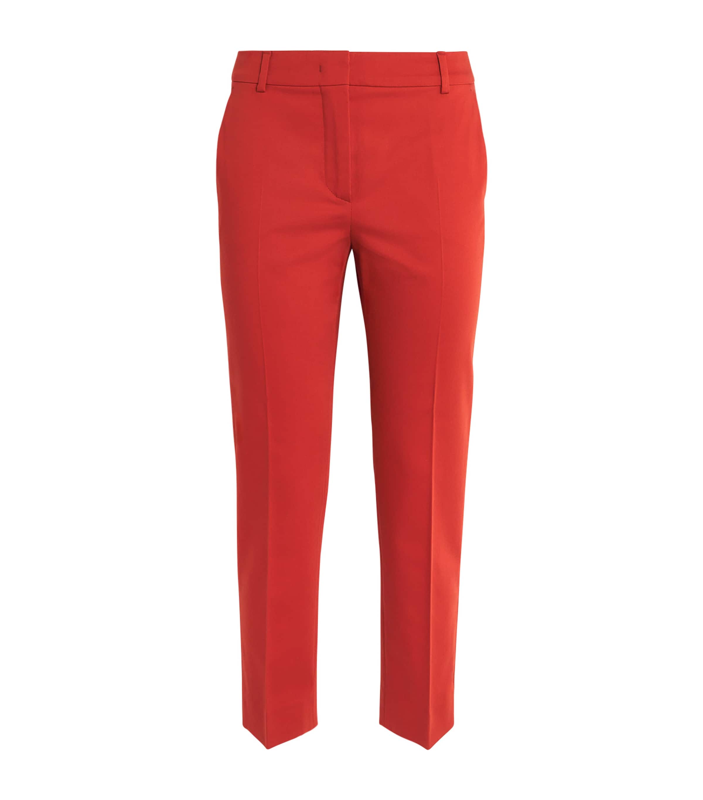 Max Mara Stretch-cotton Cropped Trousers In Red