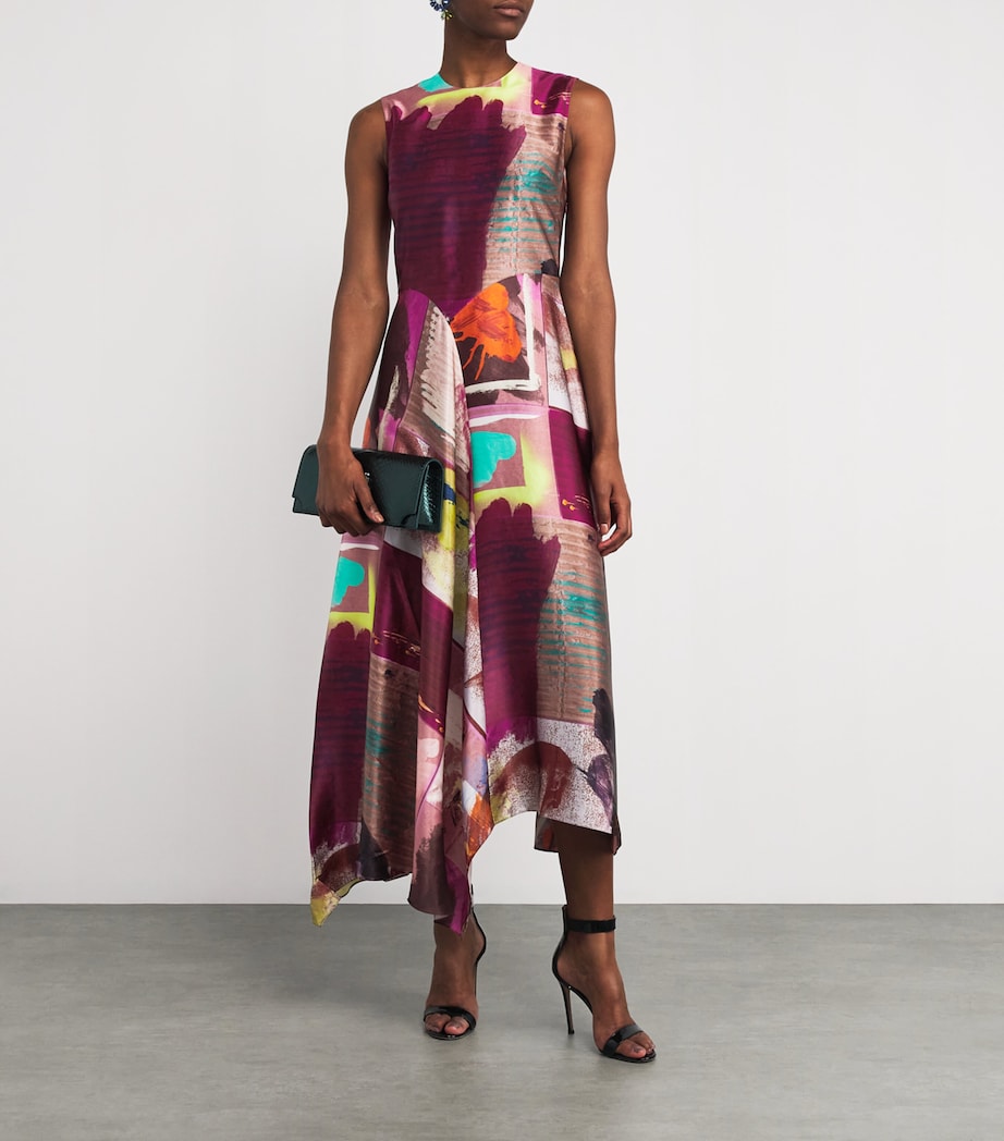Silk Printed Lette Midi Dress LILAS PICTORIAL PRNT Image 2