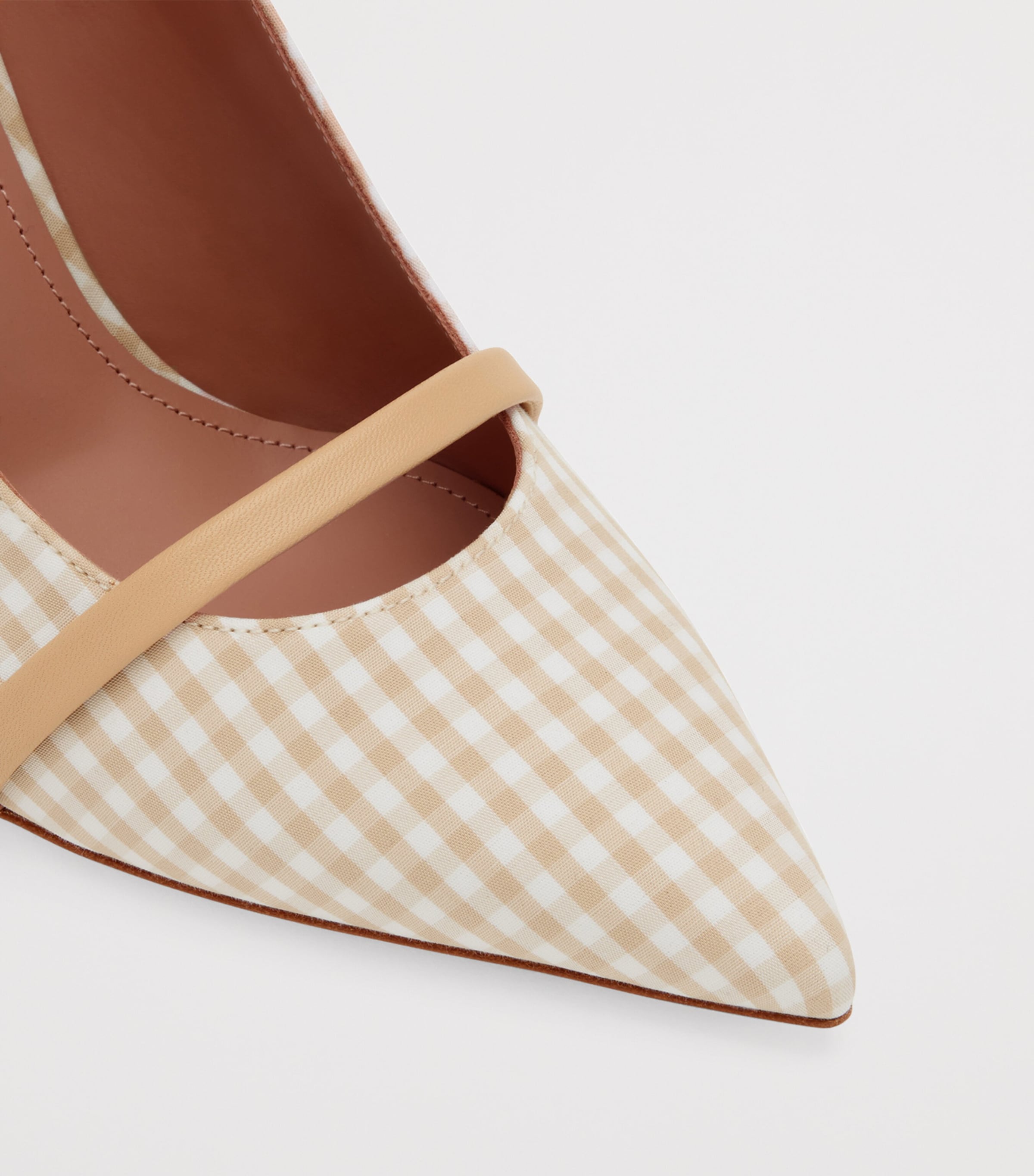 Cotton Gingham Maureen Mules 70 BUFF Image 5