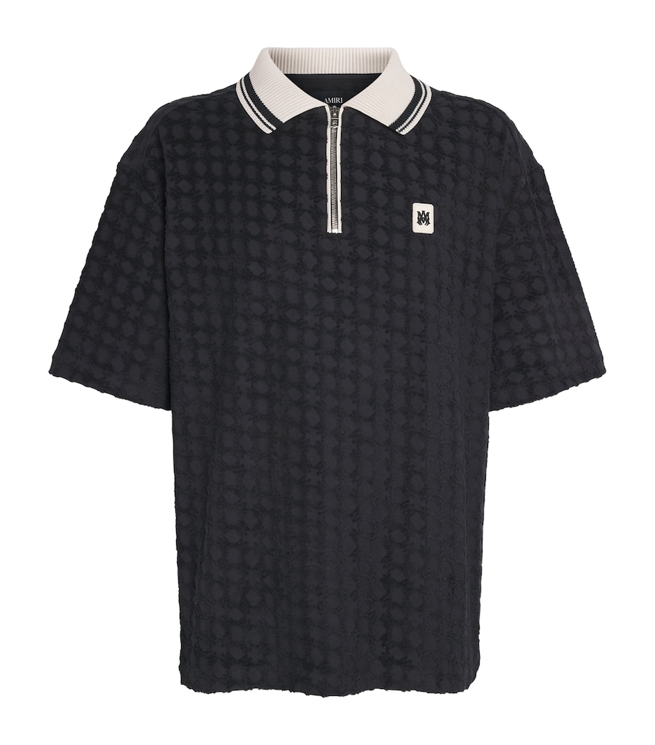 AMIRI Mens MA Quad Zip-Up Polo Shirt Black Image 1