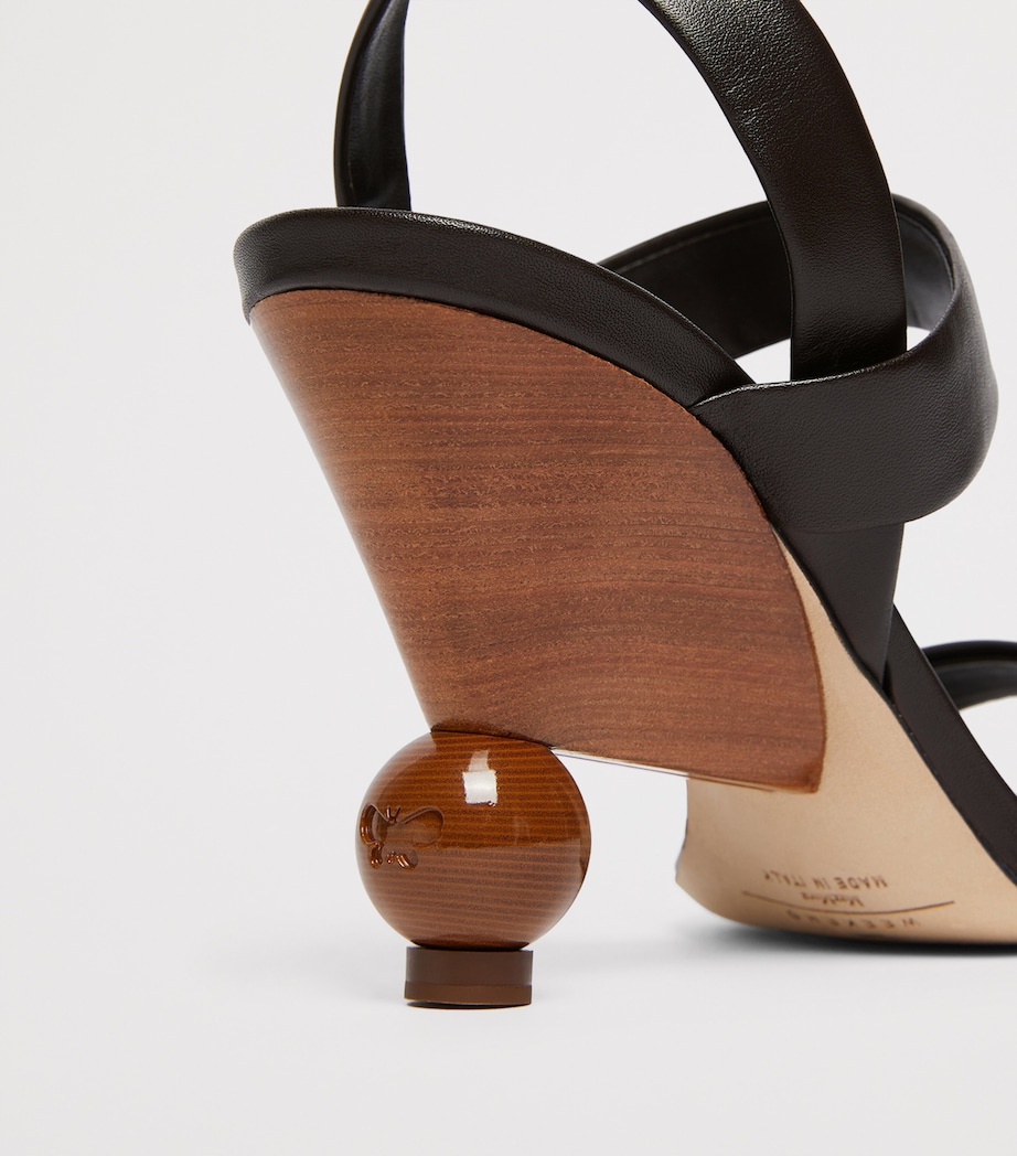 Weekend Max Mara Leather Slingback Sandals Dark Brown Image 6