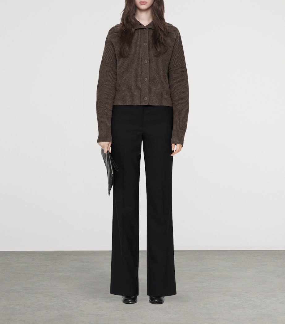 AllSaints Womens Wool Caron Collared Cardigan Mole Brown Image 2