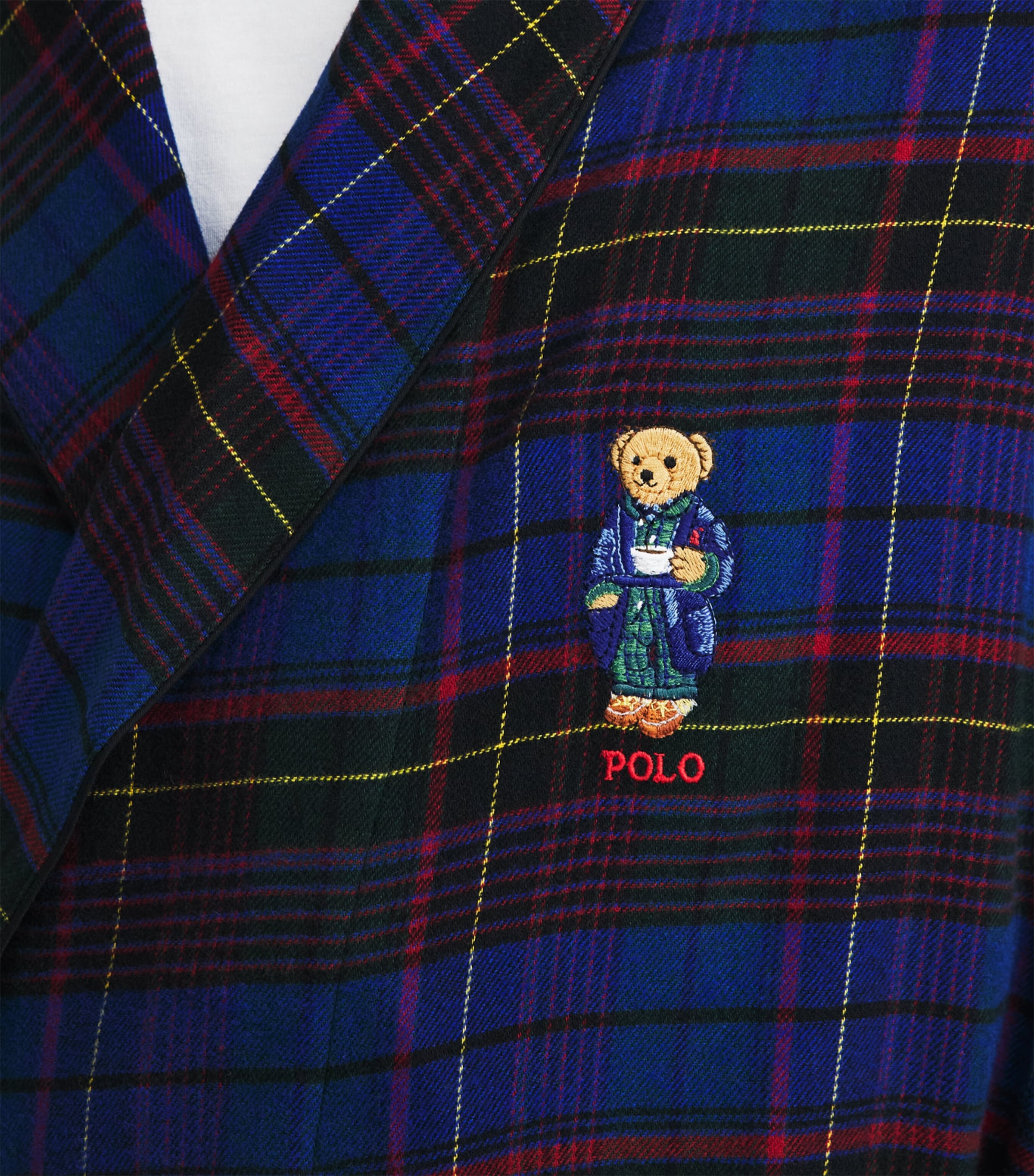 Polo Ralph Lauren Mens Cotton Tartan Polo Bear Robe Grn Jwel Blu Mlt Pld Image 3