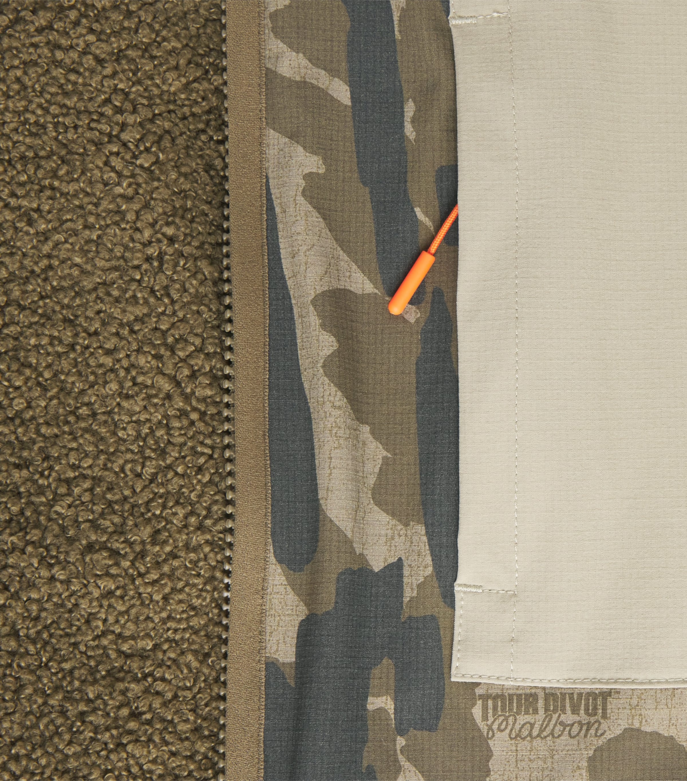 Malbon Mens Tour Divot Sherpa Jacket Bark Camo Image 6
