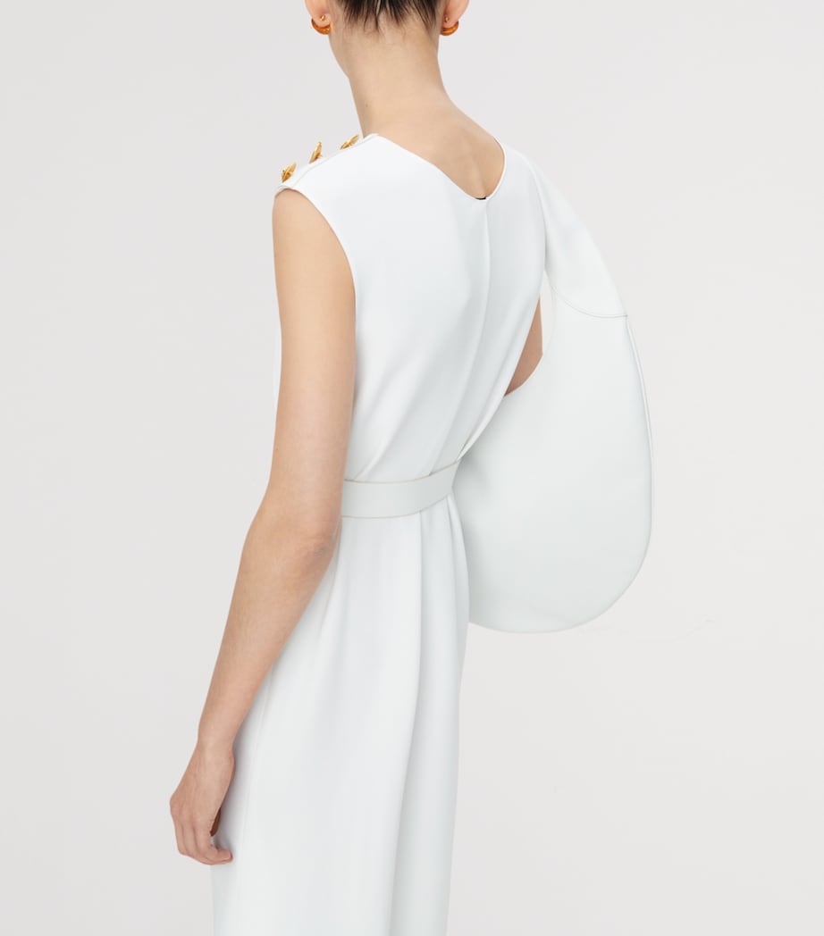 Schiaparelli Womens Crepe Leather-Trim Midi Dress White Image 5